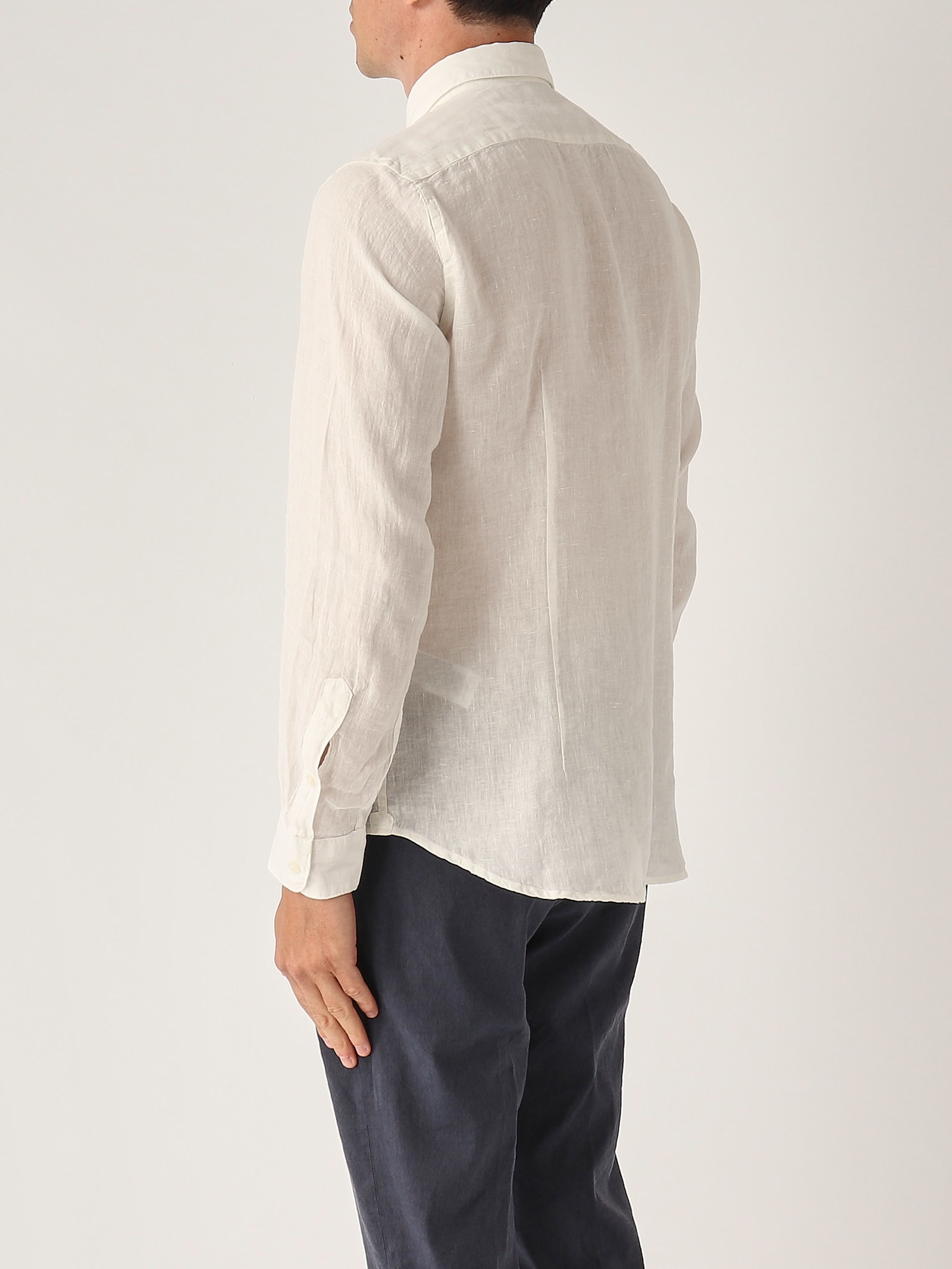 Altea Camicia M/l Collo Aperto Full-button Lino 100% Shirt In White