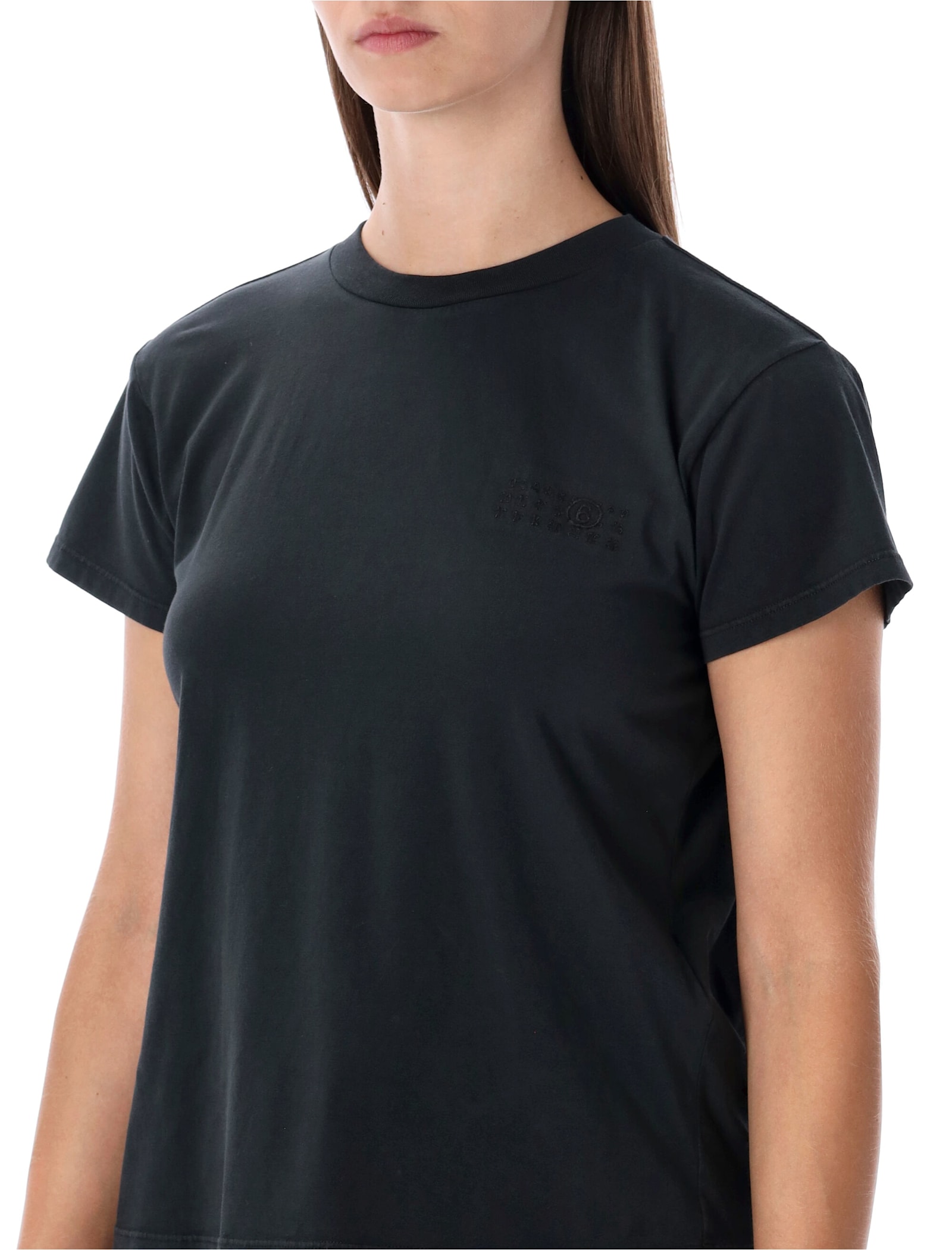 Mm6 Maison Margiela Back Detail Short Sleeve T-shirt In Black