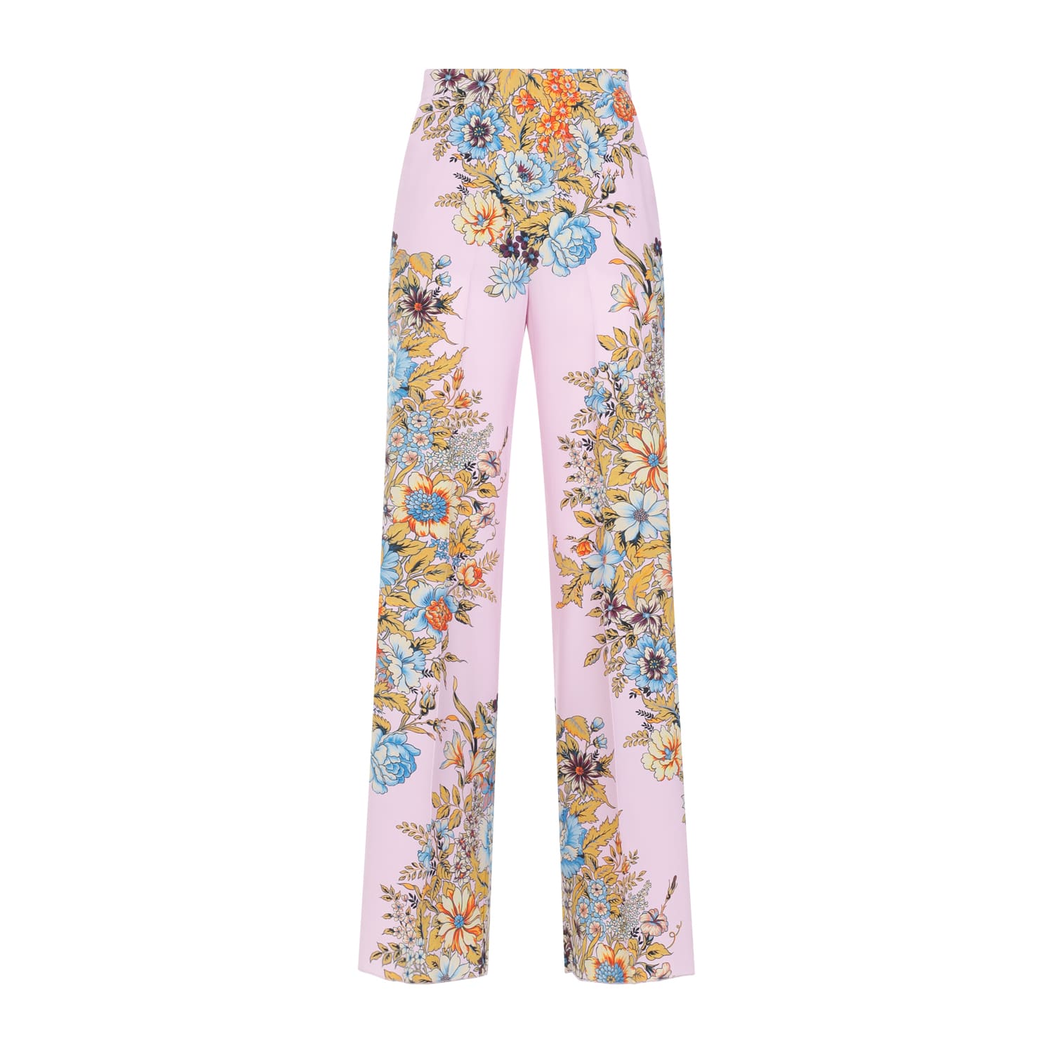 Shop Etro Silk Pants In Stampa Fdo Viola