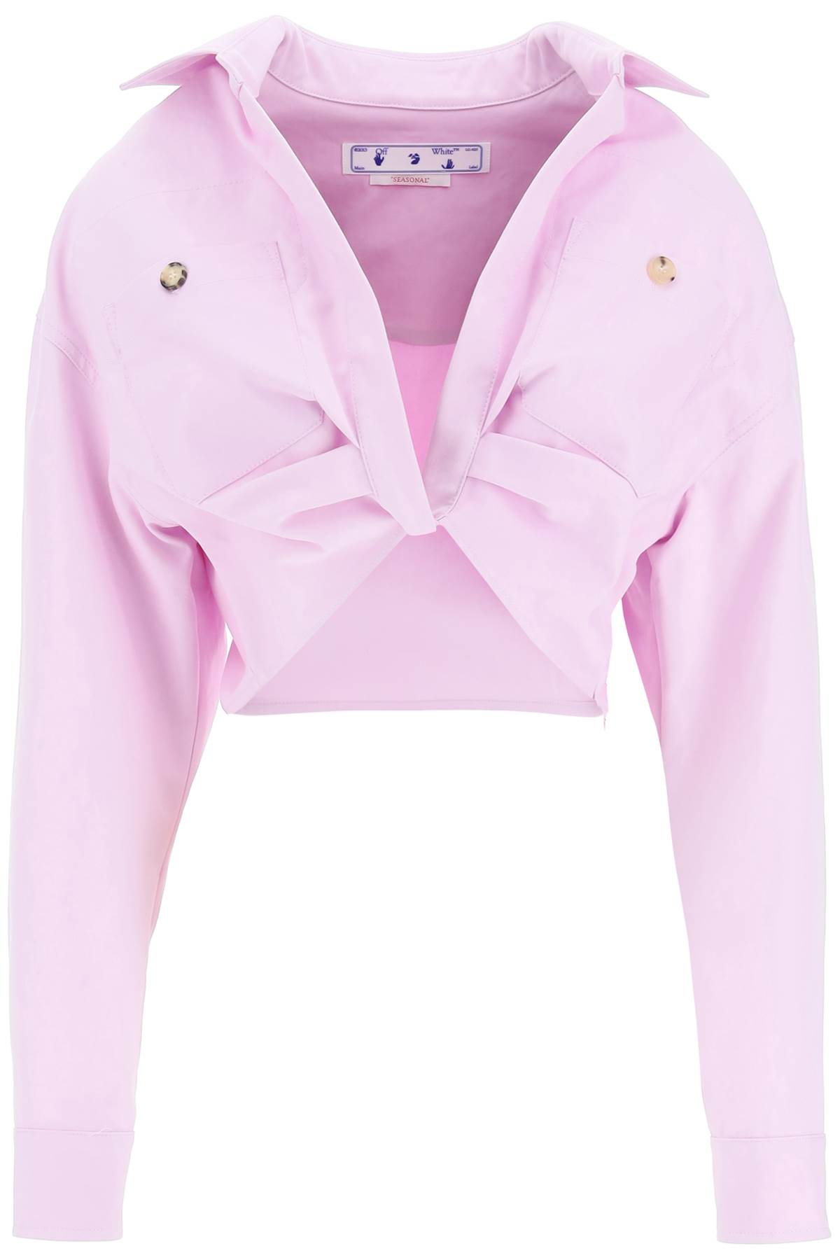 Off-white Co Twist Cropped Cargo Shirt In Purple