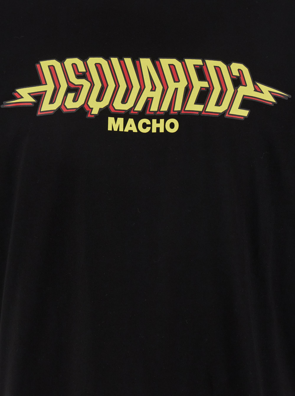 Dsquared2 Black Crewneck T-shirt With Logo Print On The Front In Cotton Man In Black