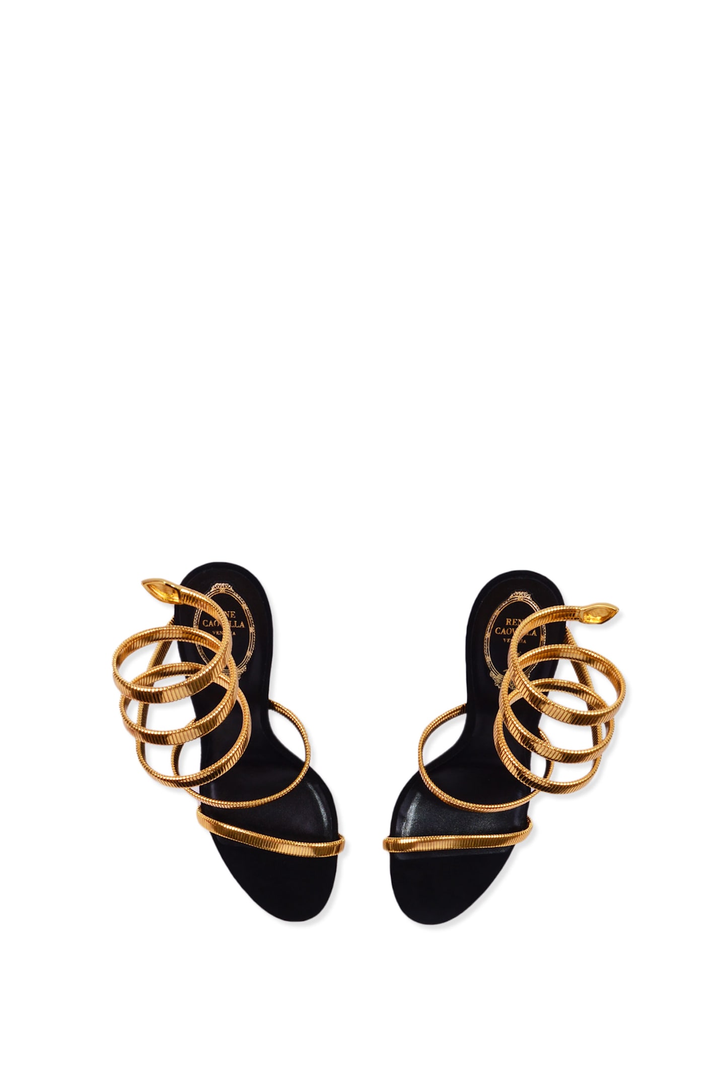 Shop René Caovilla Heel Sandals In Golden