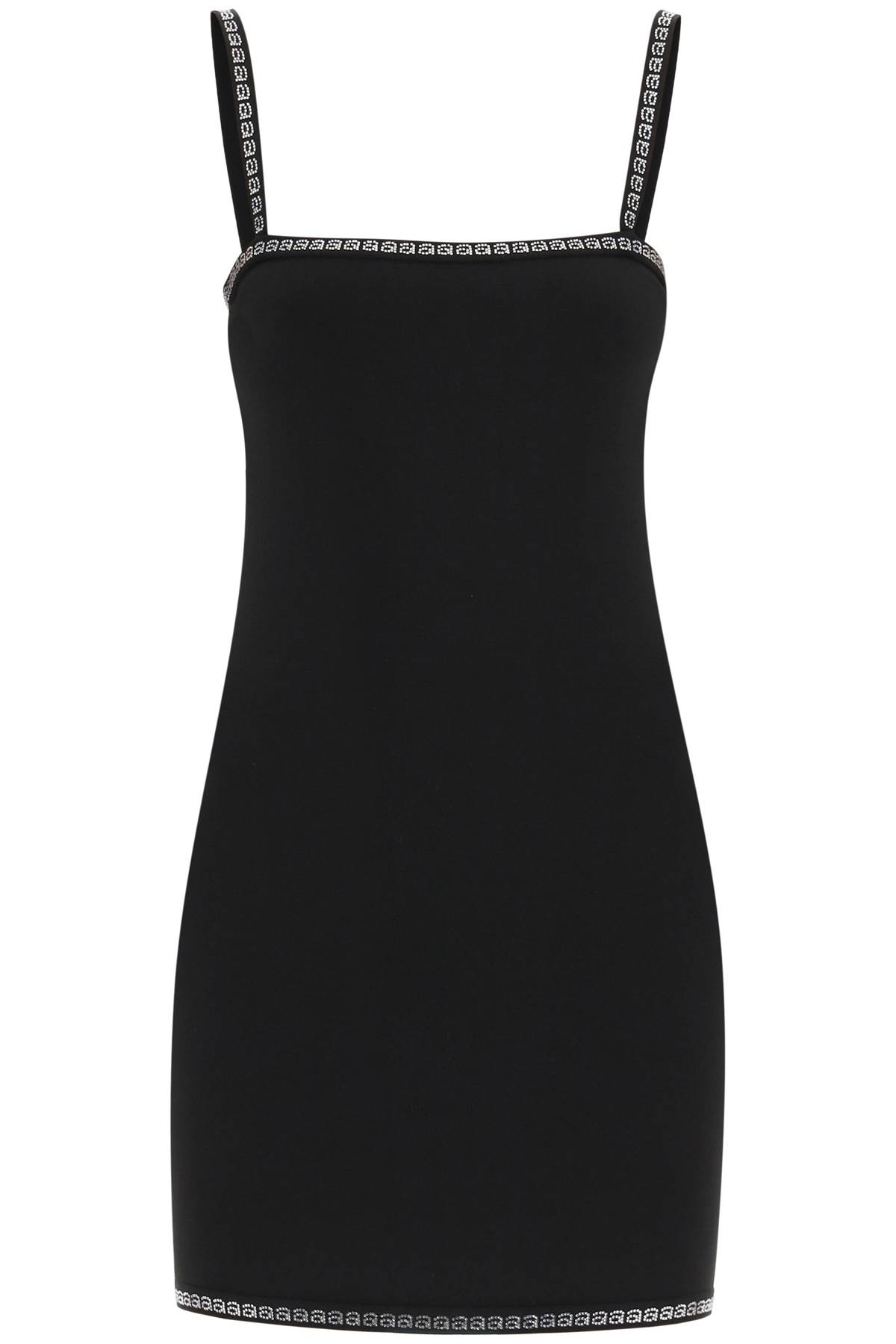 Shop Alexander Wang Mini Dress With Crystal Trims In Black (black)