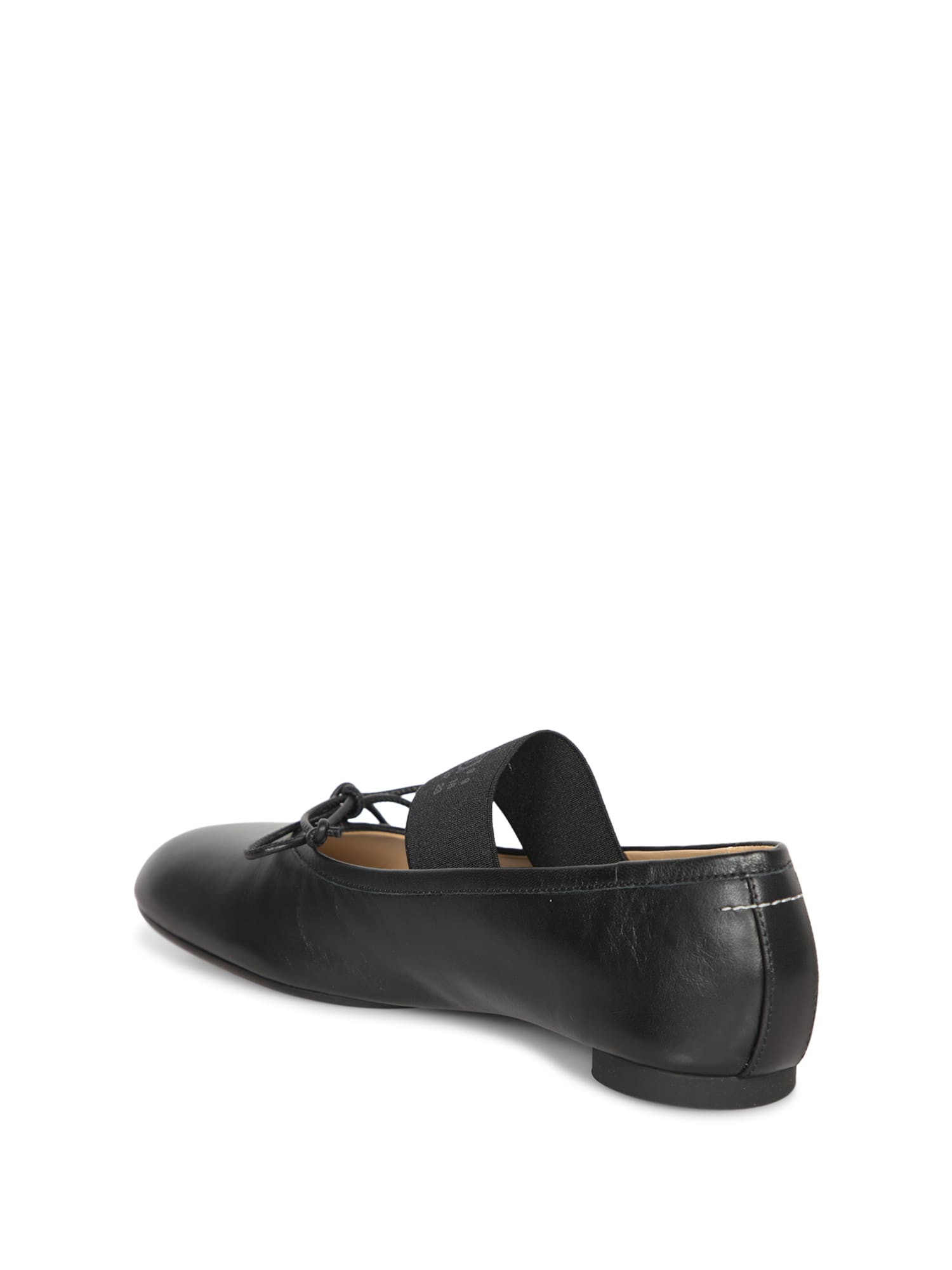 Shop Mm6 Maison Margiela Black Nappa Ballerina Flats