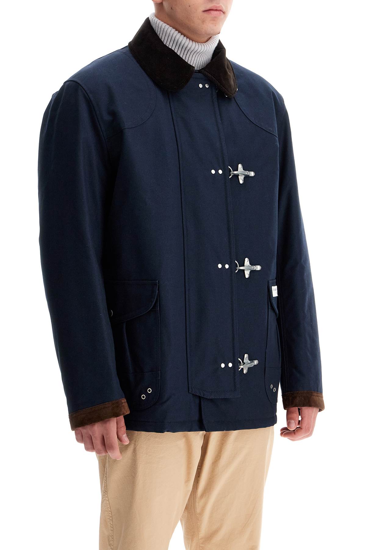 Shop Fay 4-hook Canvas Jacket With Classic In Blu Petrolio (blue)