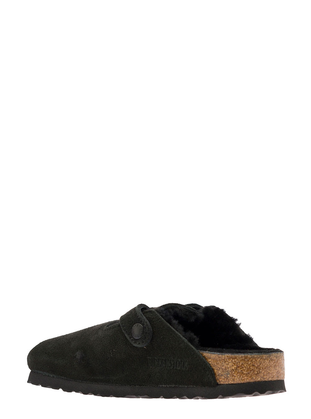 Shop Birkenstock Boston Black Shearling Sabot Man