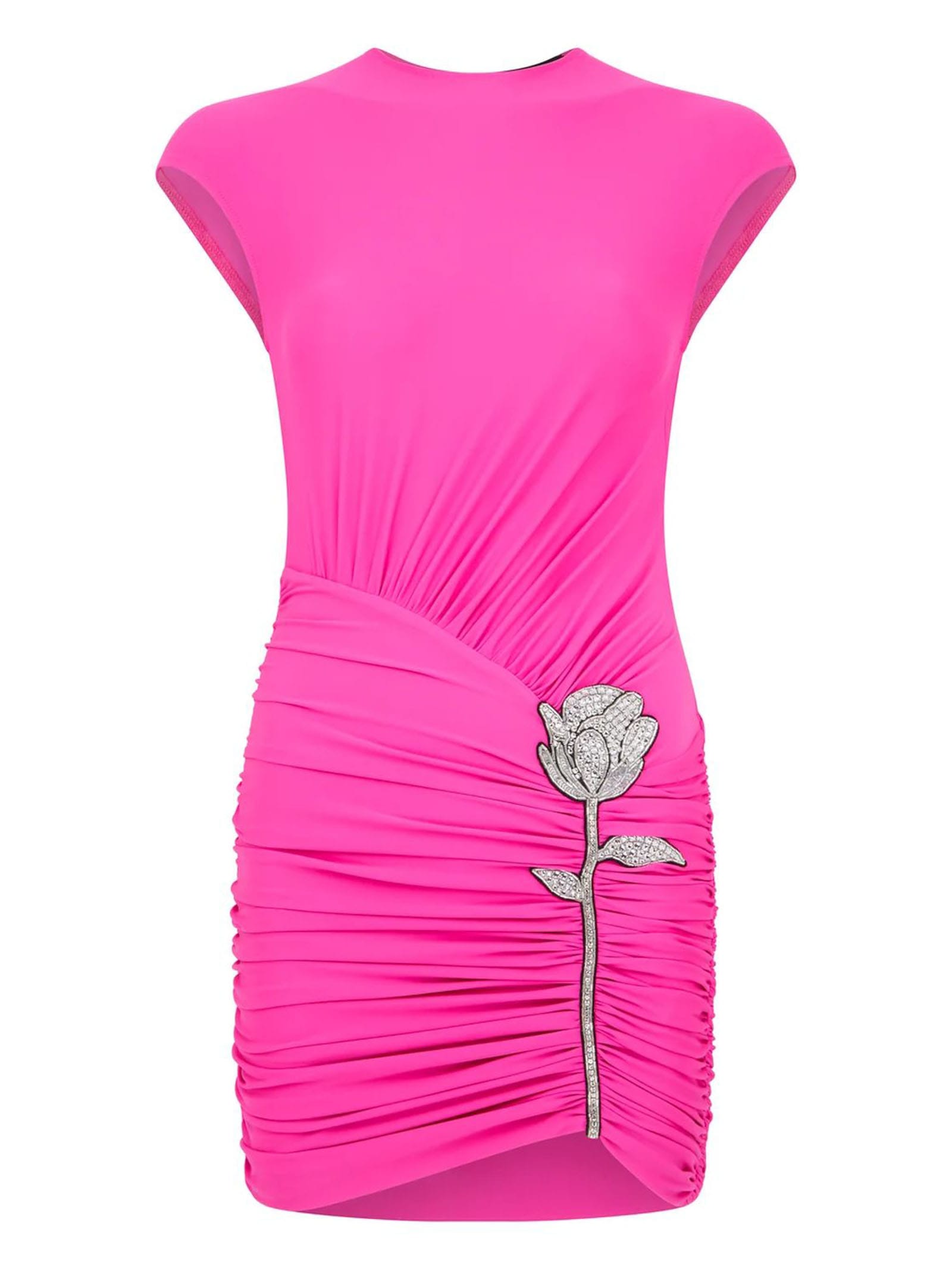 David Koma Fuscia Soft Lycra Mini Dress In Pink