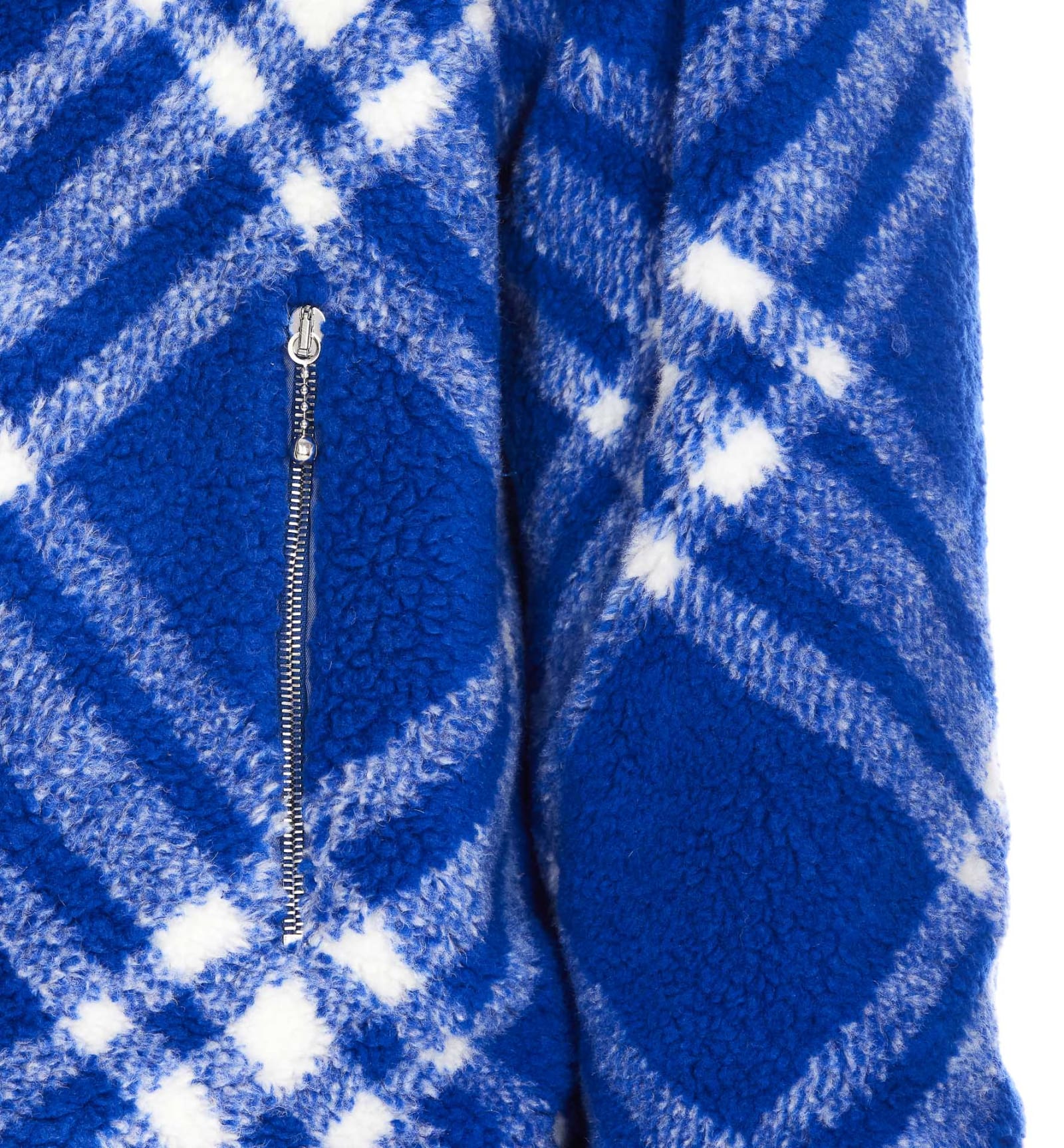 Shop Burberry Check Fleece Reversible Jacket In Royal Blue