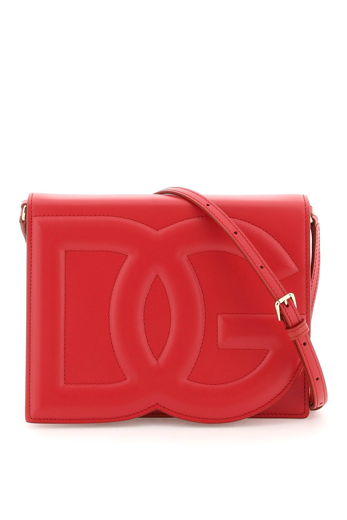 Dolce & Gabbana Dg Logo Crossbody Bag In Calf Leather In Rosso