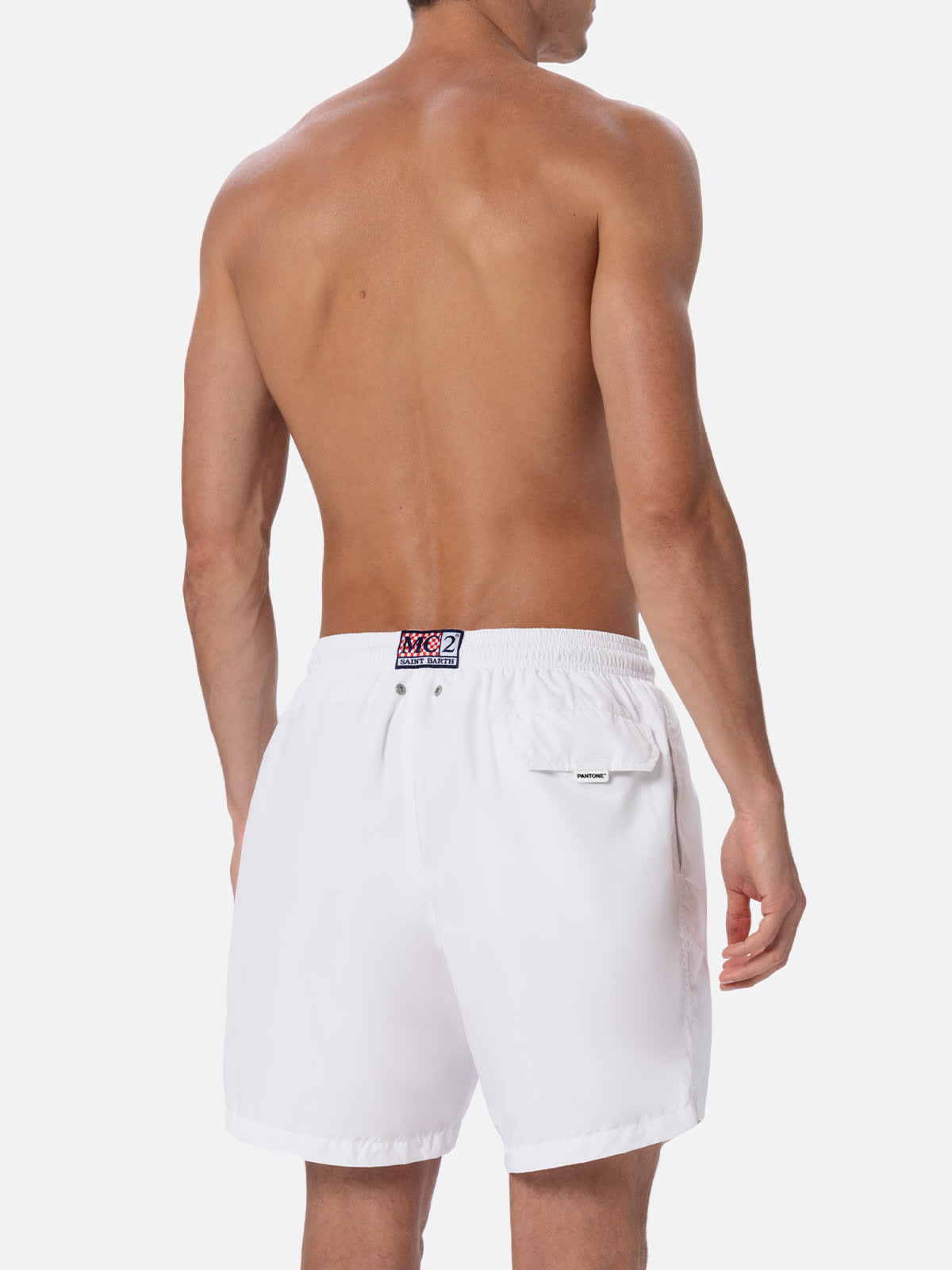 Mc2 Saint Barth Man Lightweight Fabric White Swim-shorts Lighting Pantone Pantone Special Edition In White