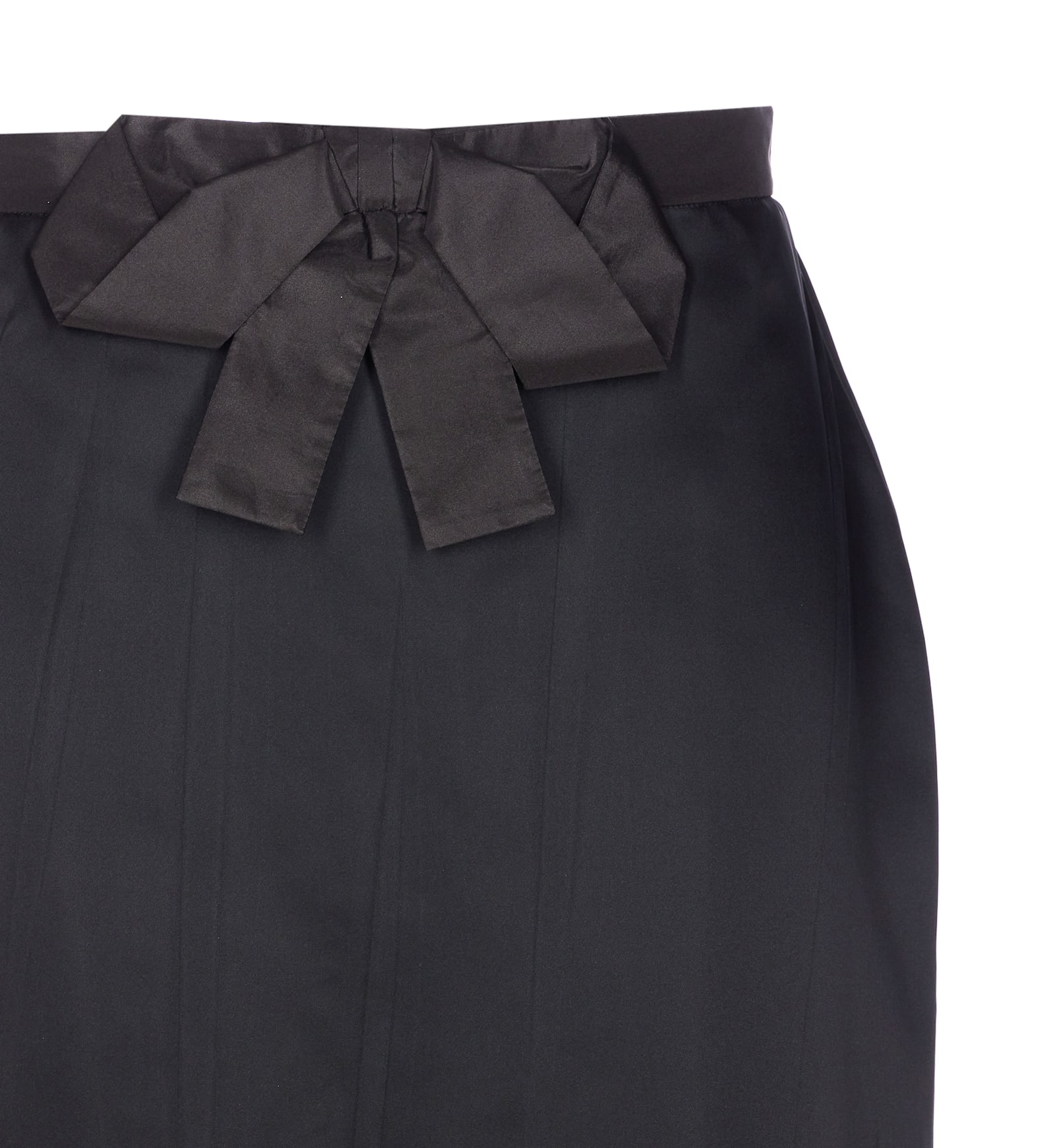 Valentino High Waist Satin Skirt With Bow Detail In Black