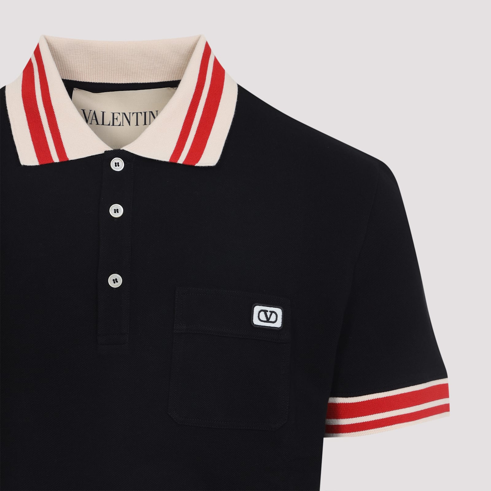 Valentino Vlogo Signature Cotton Polo Shirt In Black