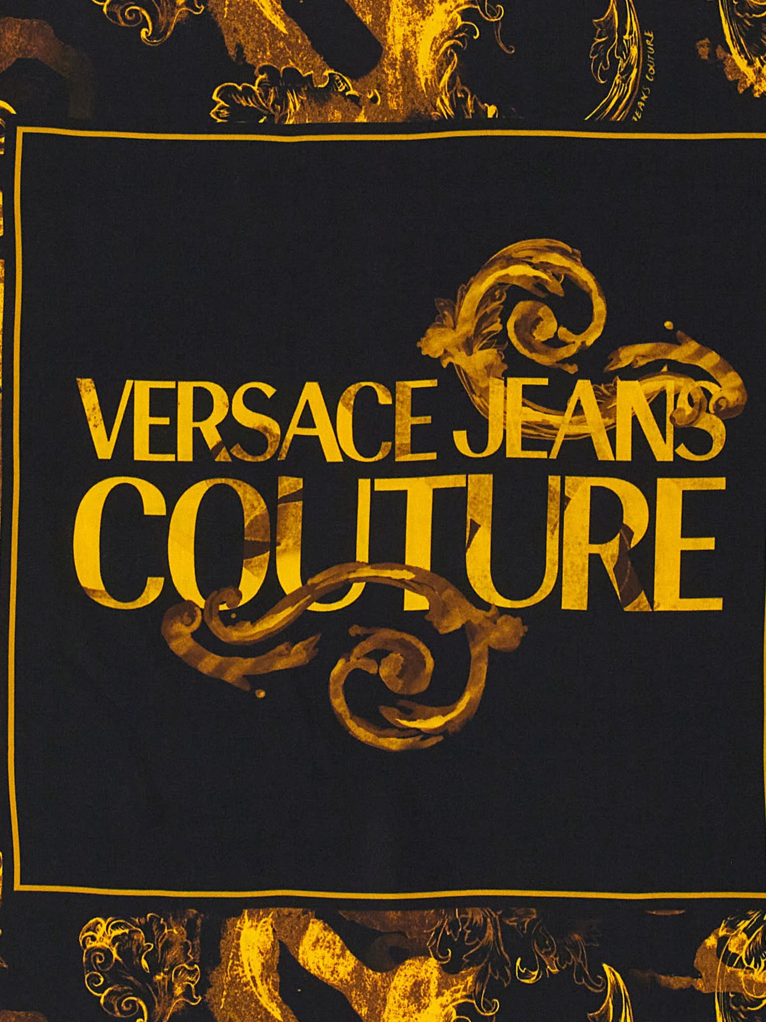 Shop Versace Jeans Couture Silk Scarf In Black