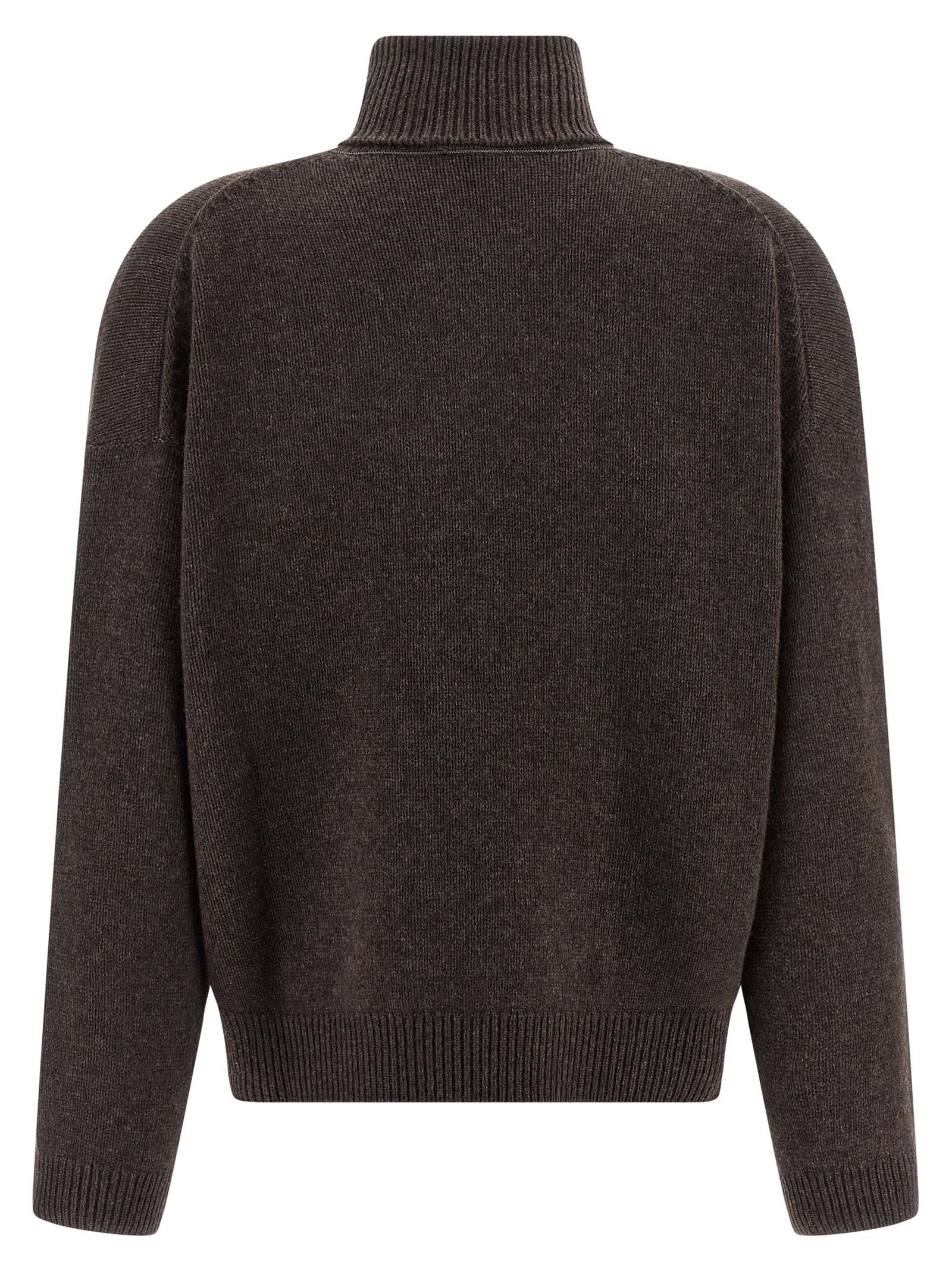 Brunello Cucinelli High Neck Sweater Sweaters And Cardigans Brown In Brown