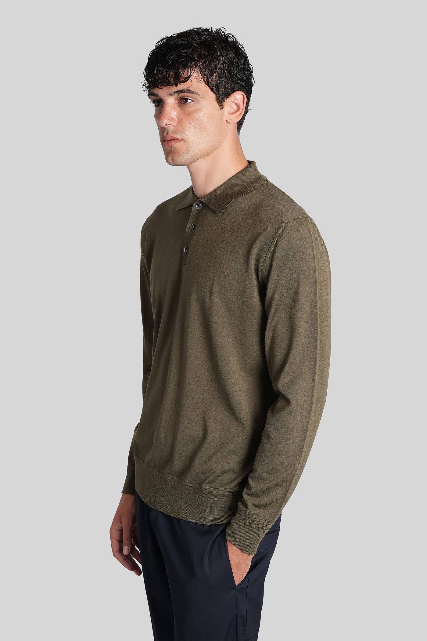 Barena Venezia Pevaron Polo In Green Wool In Brown