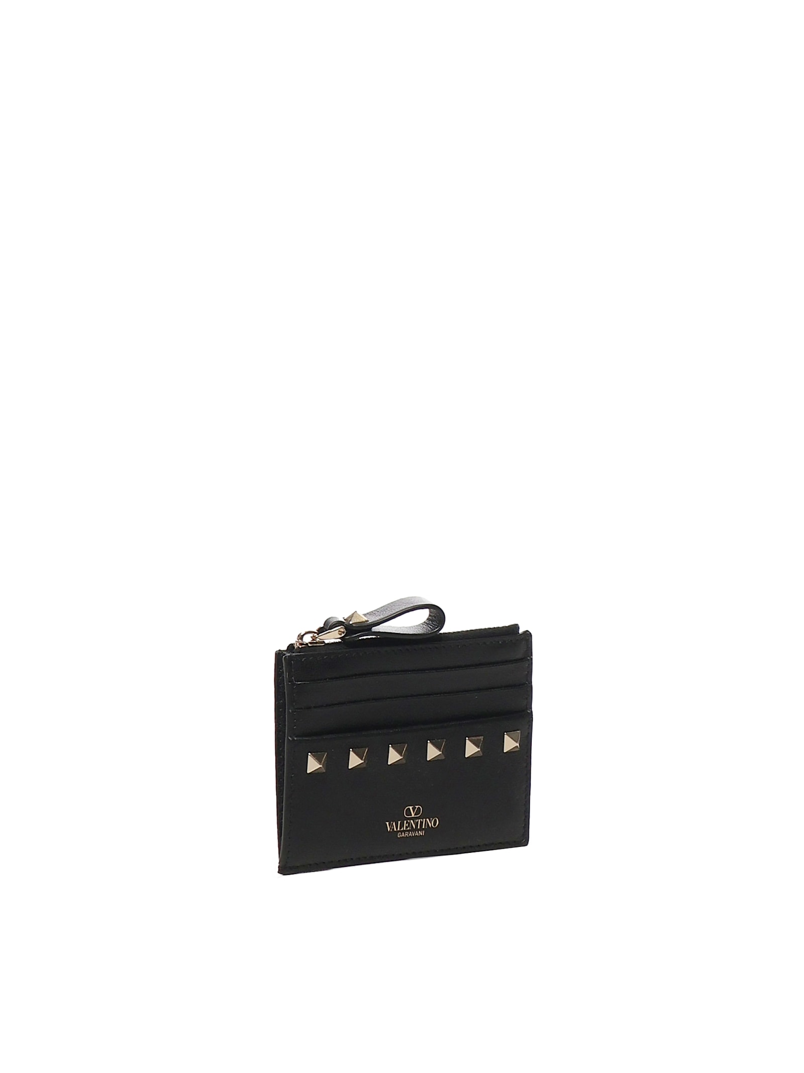 Valentino Rockstud Zip Around Card Holder