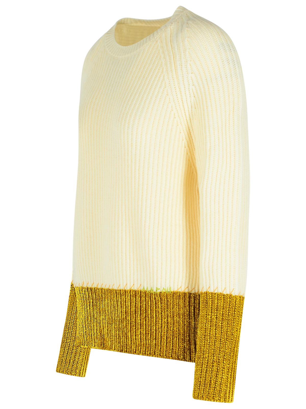 Marni Relaxed Fit Roundneck Knit Sweater With Ribbed Texture In Neutral