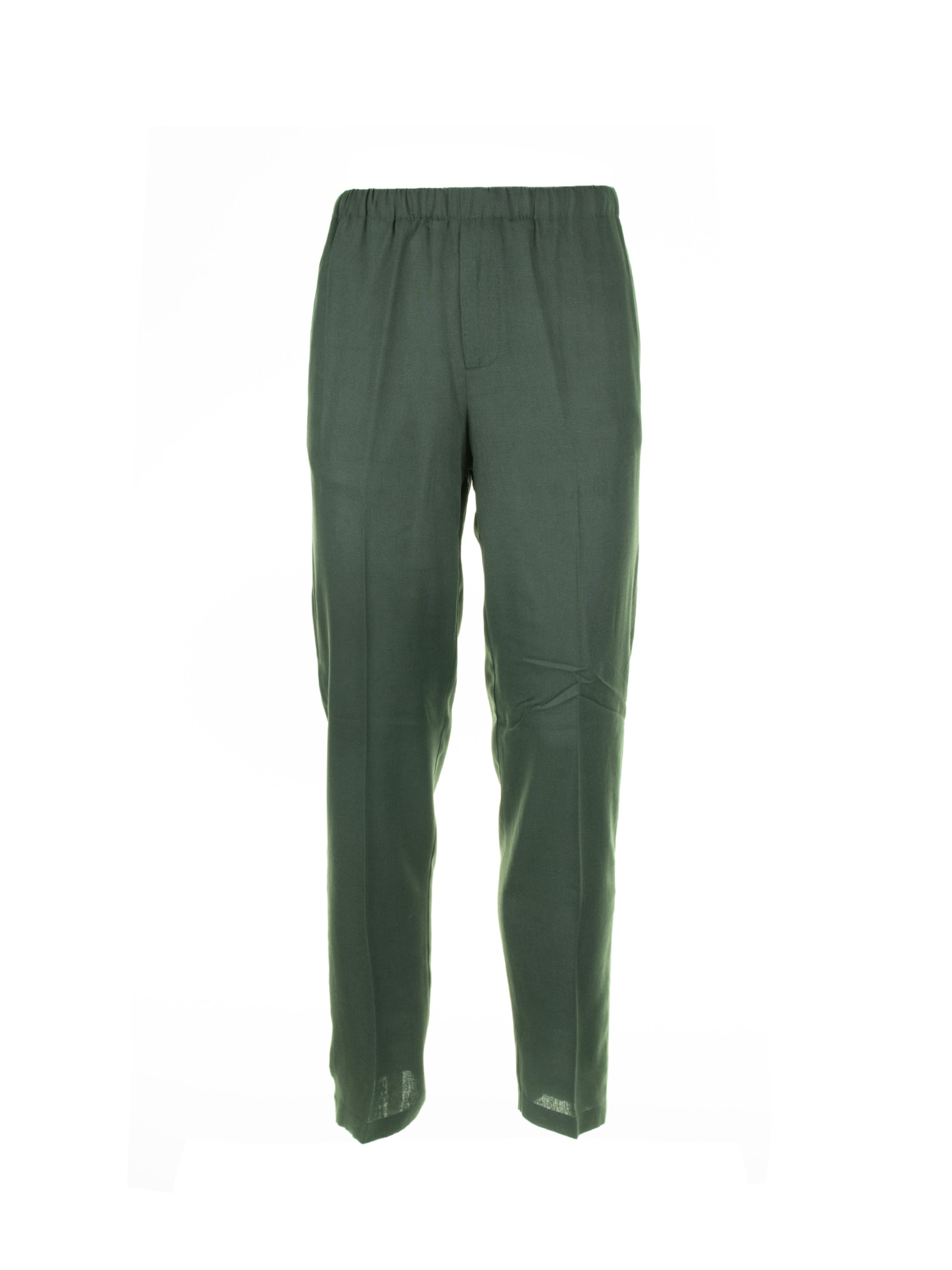 Shop Cruna Green Linen Blend Trousers In Verde