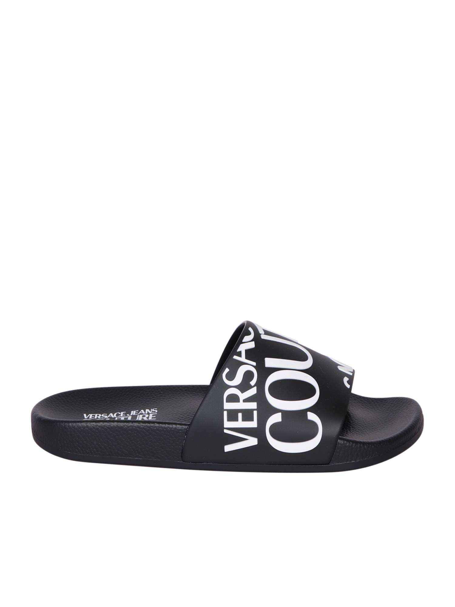 Shop Versace Jeans Couture Shelly Black Slides By