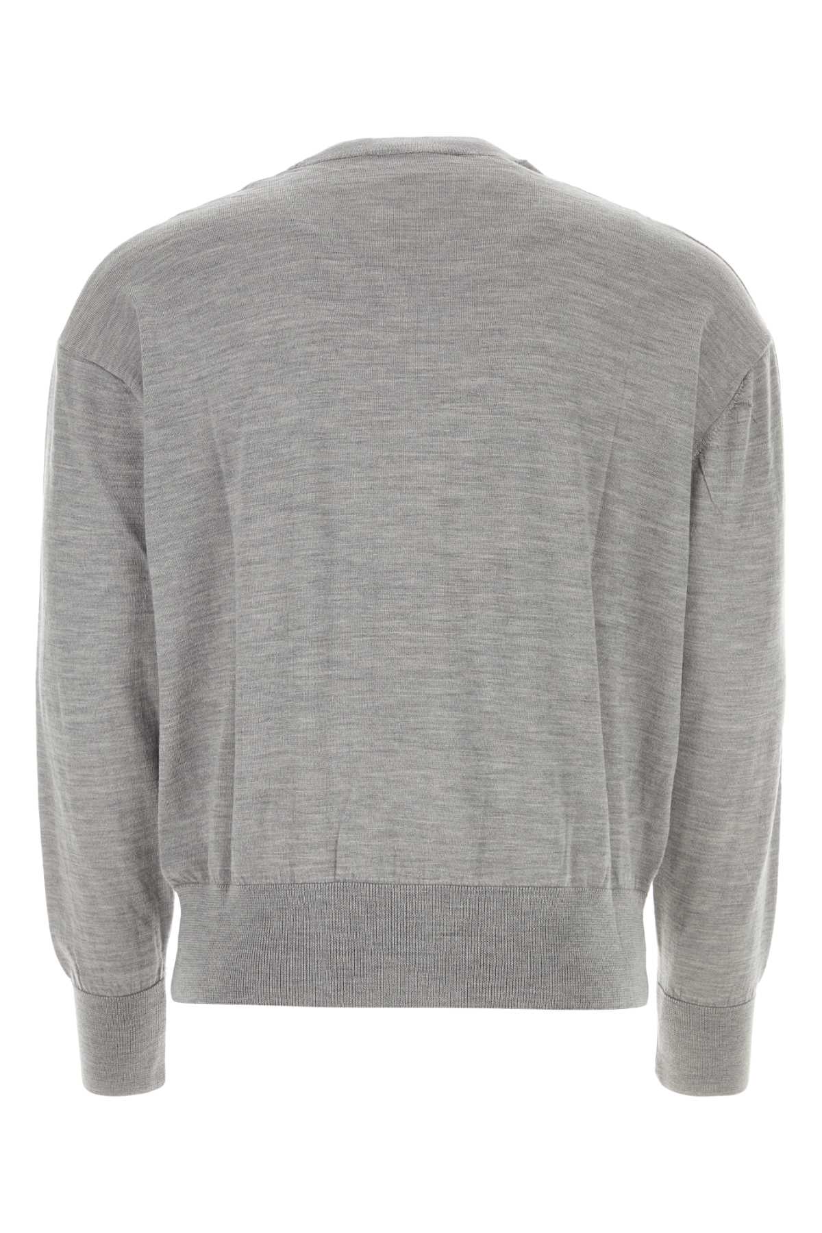 Shop Ami Alexandre Mattiussi Grey Wool Sweater In Heathergrey