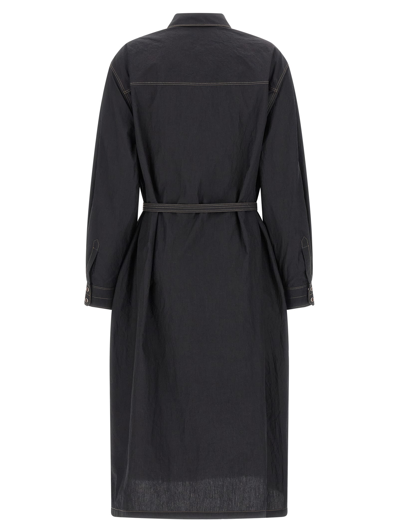 Lemaire Asymmetrical Dress With Long Sleeves And Belt In Gray