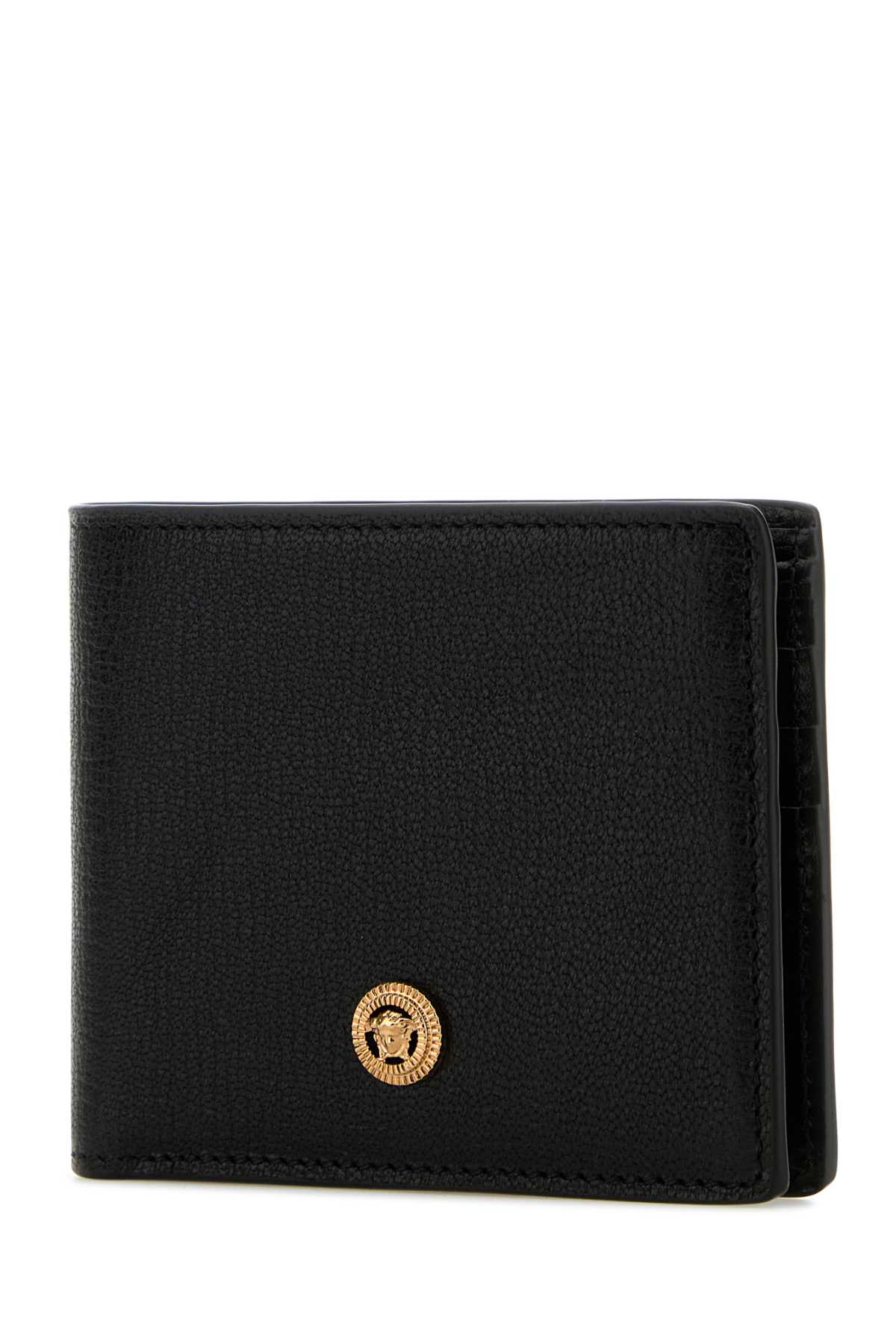 Versace Black Small Wallet With Medusa Biggie Logo