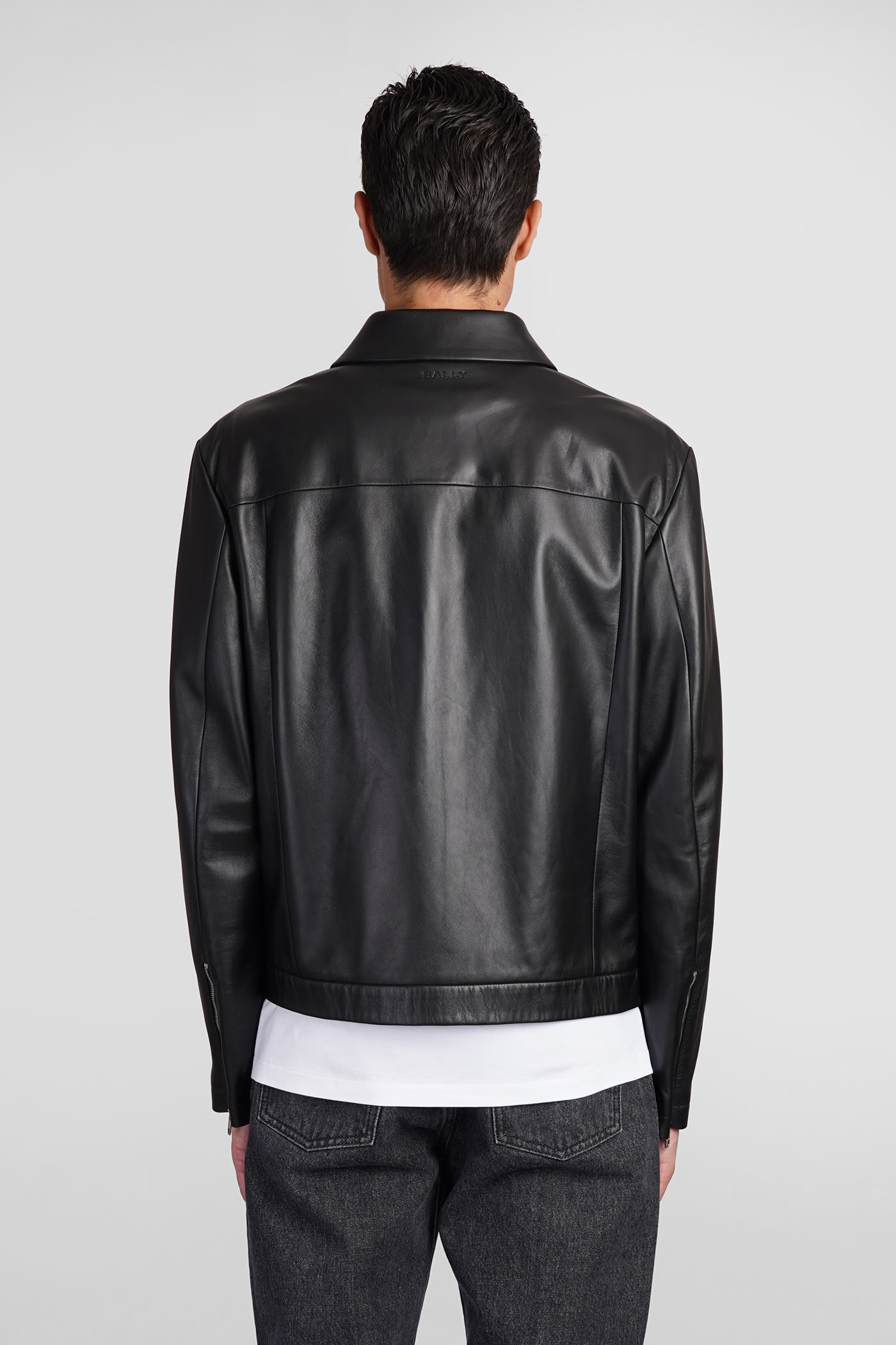 Shop Bally Leather Jacket In Black Leather