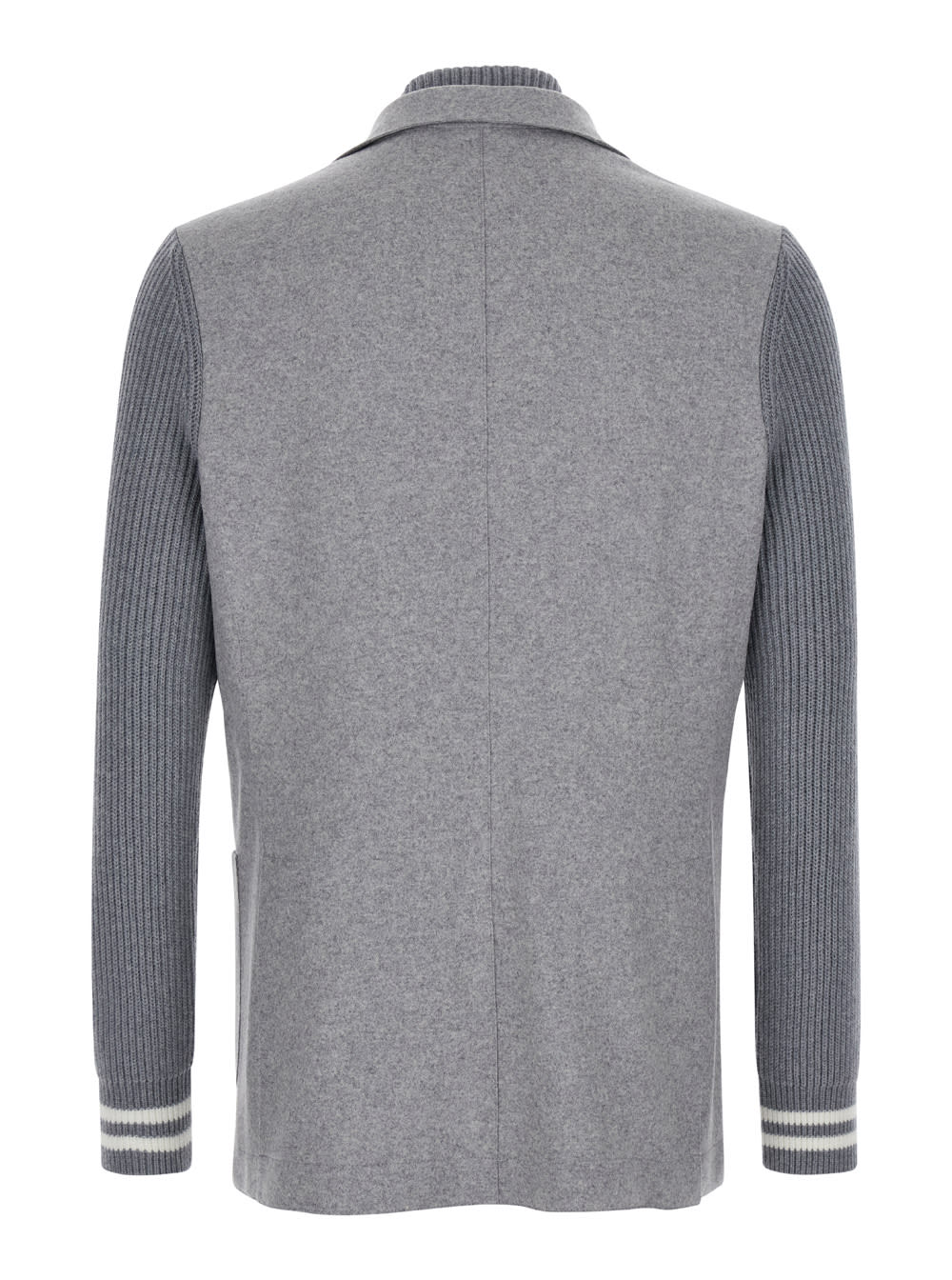 ELEVENTY GREY SINGLE-BREASTED JACKET WITH BIB IN KNIT MAN 