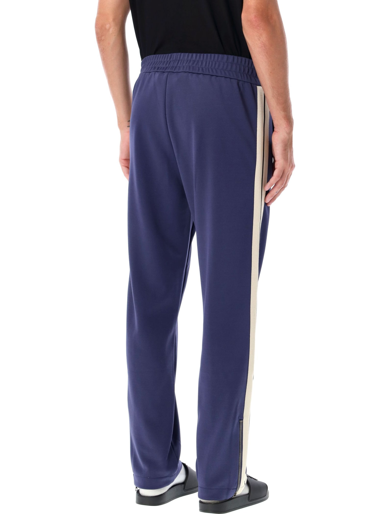 Shop Palm Angels Classic Logo Track Pants In Navy Blue Off White