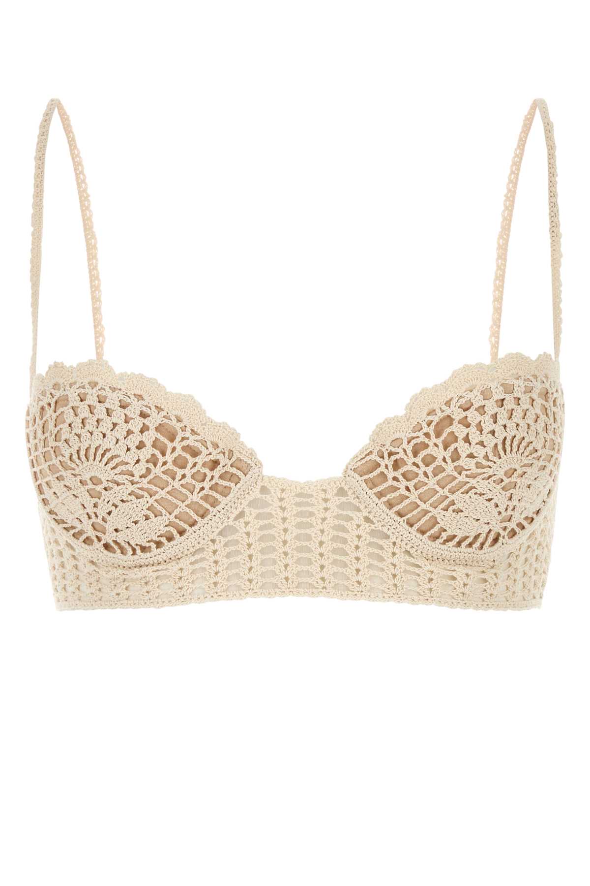 Magda Butrym Crochet Bralette Adjustable Straps In Neutral