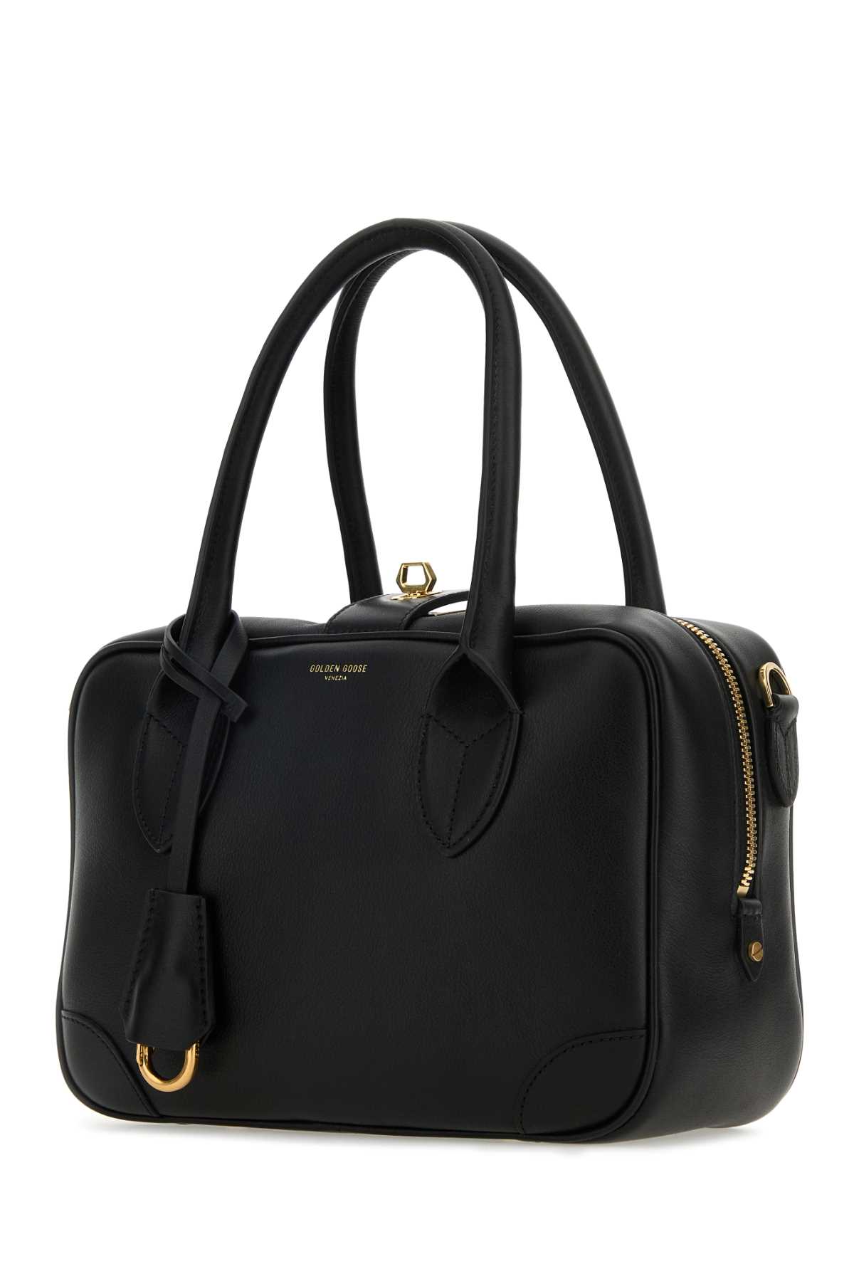 Shop Golden Goose Black Leather Vita Handbag