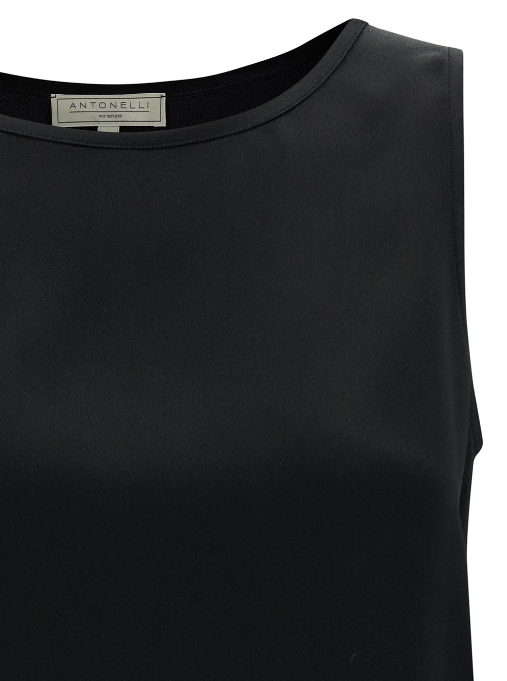 Shop Antonelli Perugia Black Sleeveless Top With U Neckline In Silk Blend Woman