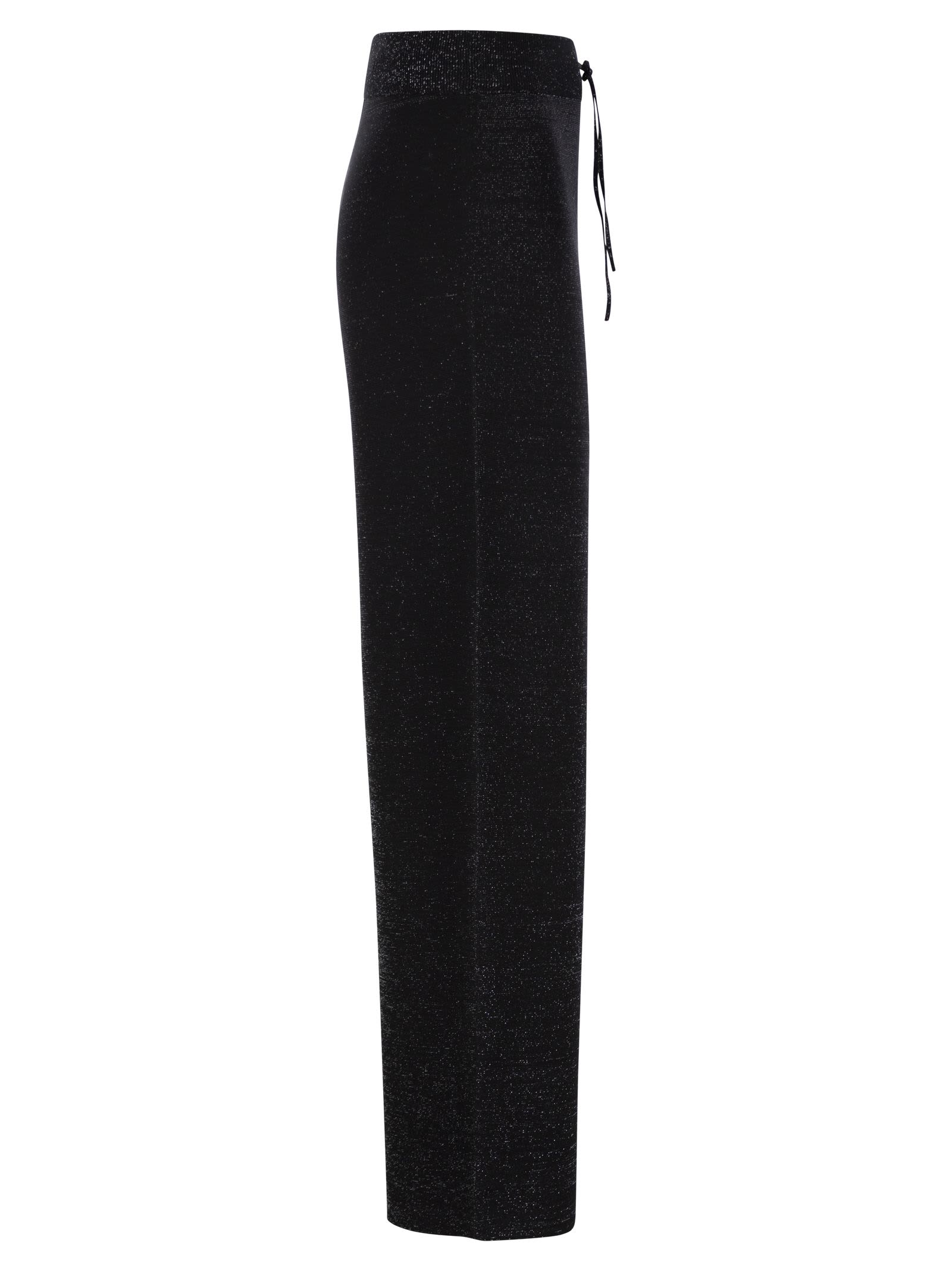 Shop Fabiana Filippi Wide Trousers In Organic Cotton And Lurex In Black