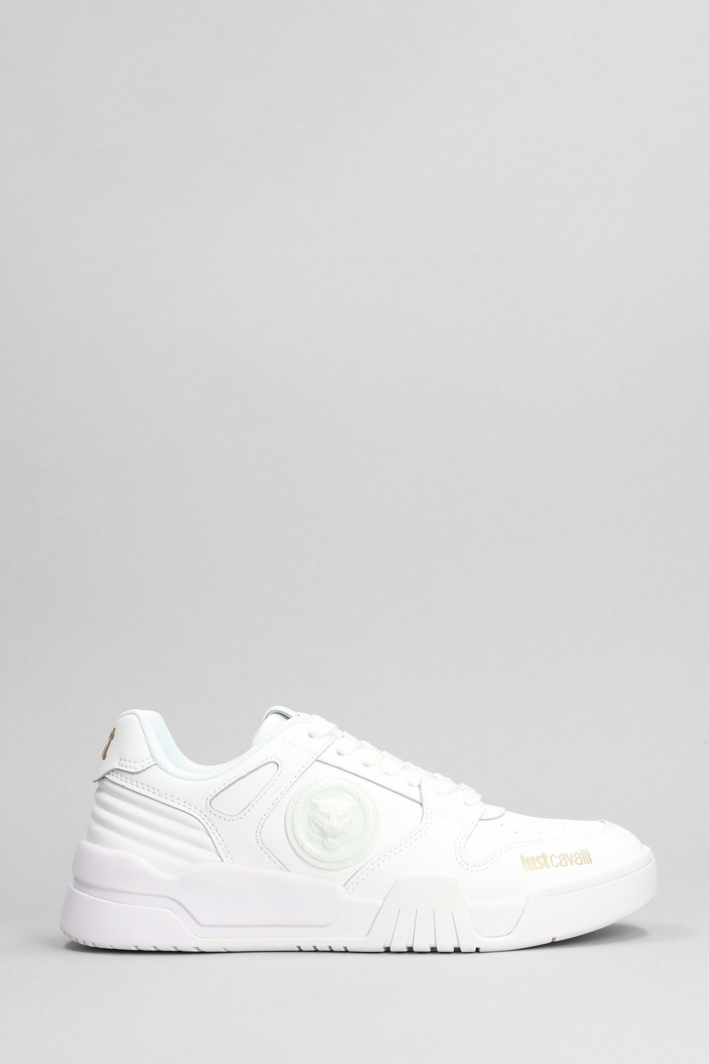 JUST CAVALLI SNEAKERS IN WHITE LEATHER