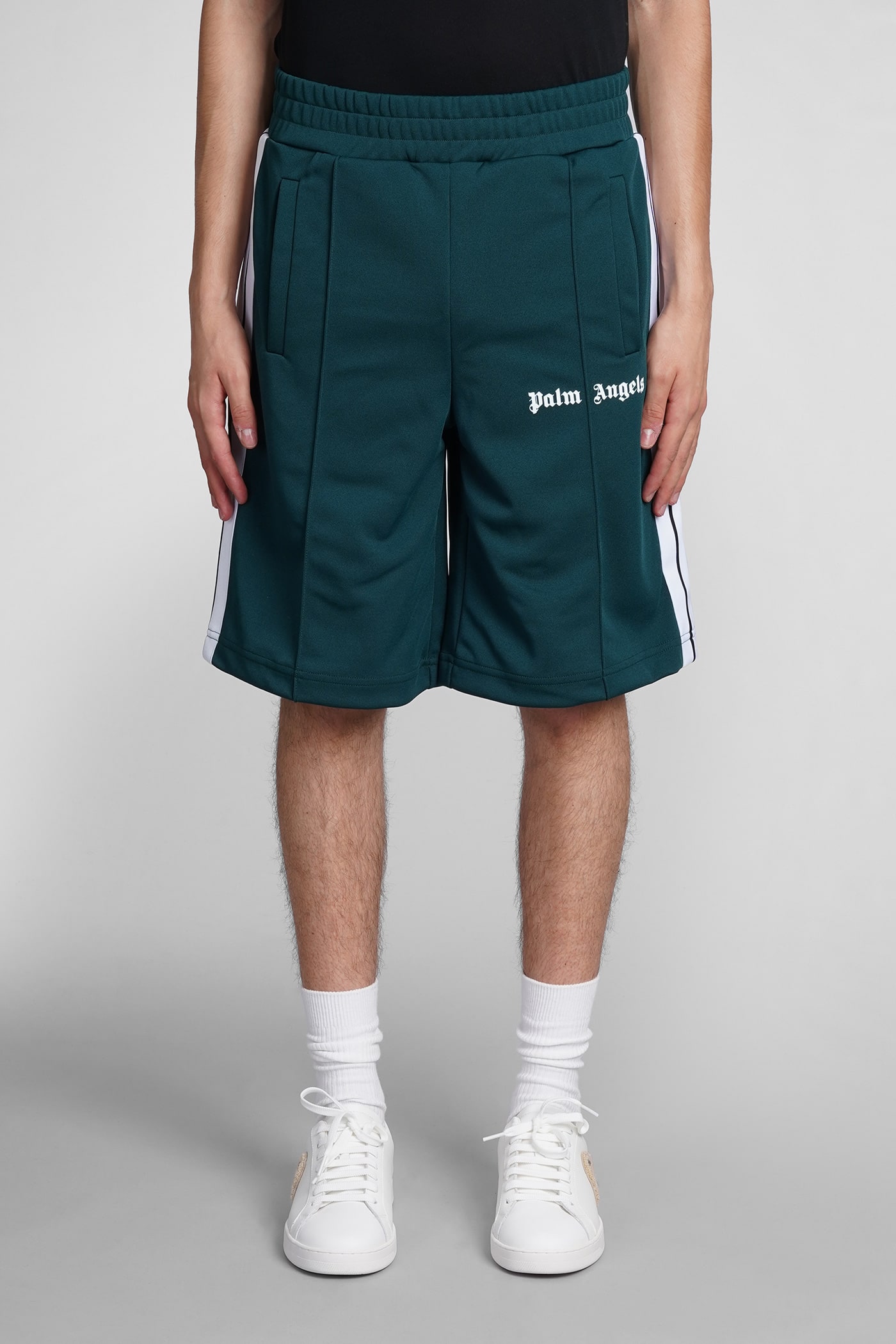 Palm Angels Shorts In Green Polyester