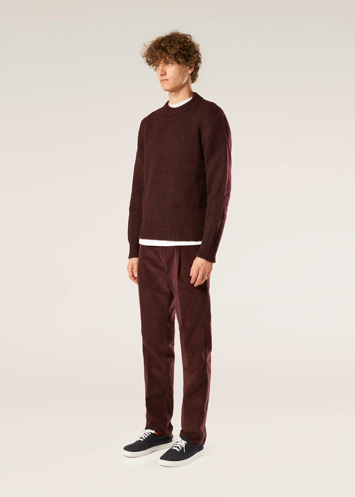 Doppiaa Aappio Burgundy Wool And Alpaca Sweater In Brown