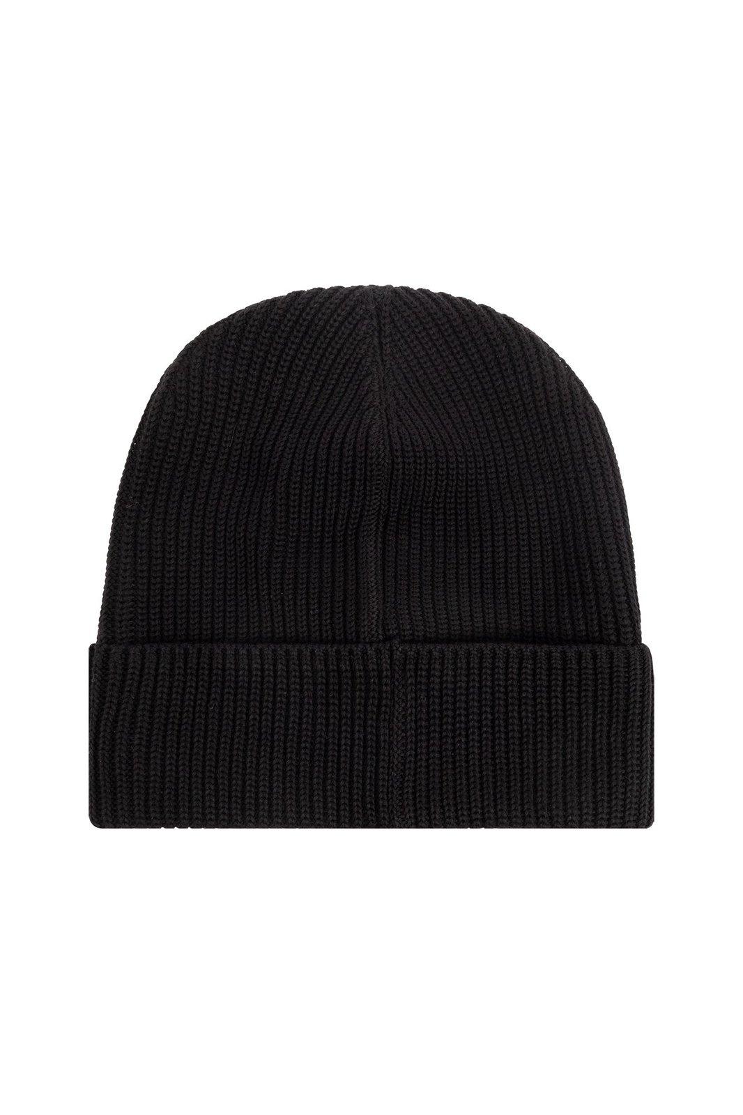 Shop Moncler Logo Patch Ribbed-knit Beanie In Black