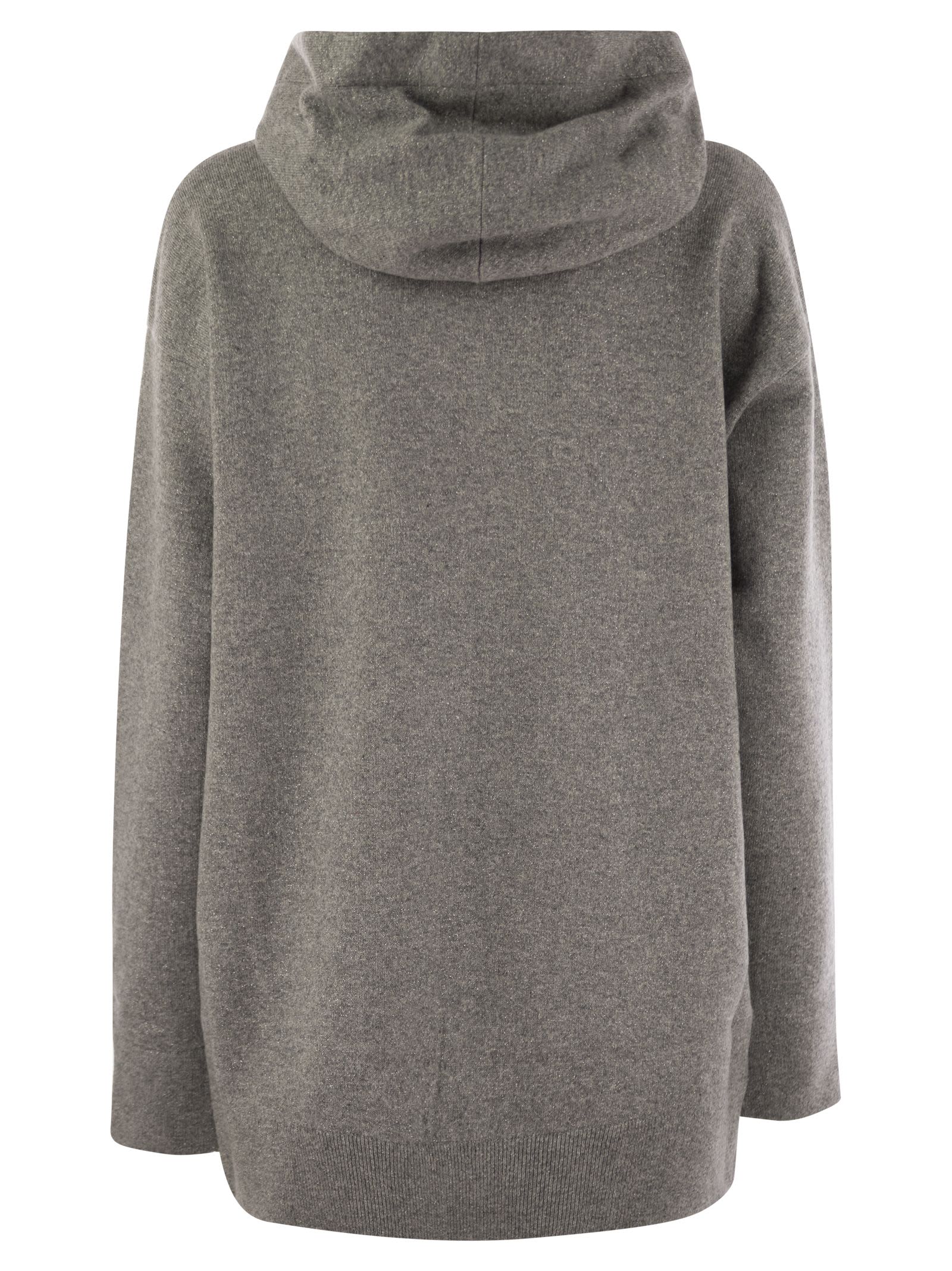 Shop Fabiana Filippi Platinum Cardigan With Hood And Zip In Rock