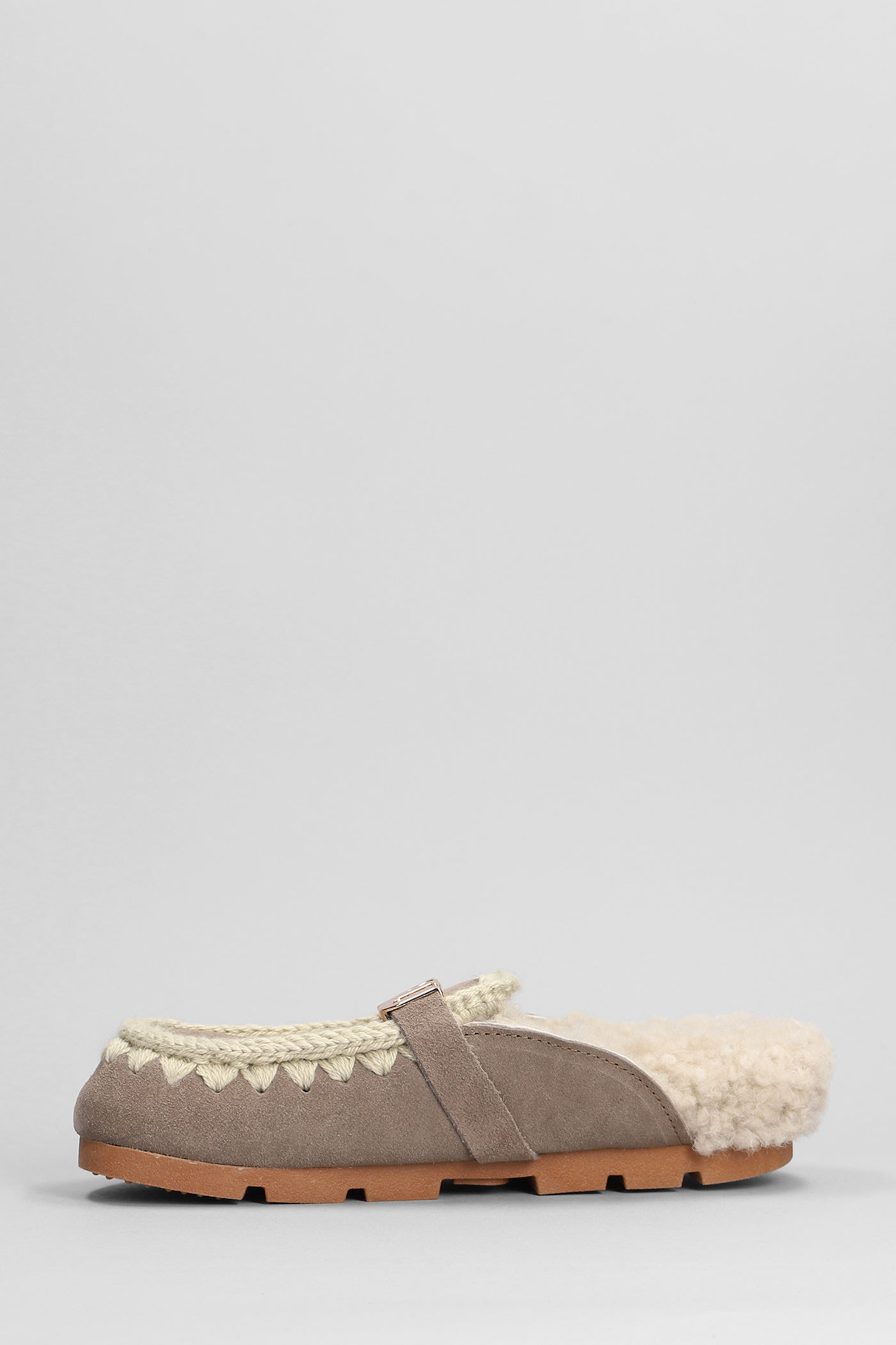 Mou Winter Bio Slide Slipper-mule In Grey Suede In Neutral