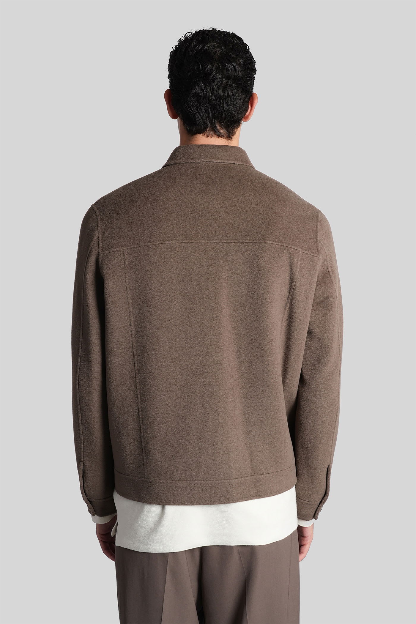 Attachment Casual Jacket In Grey Wool In Brown