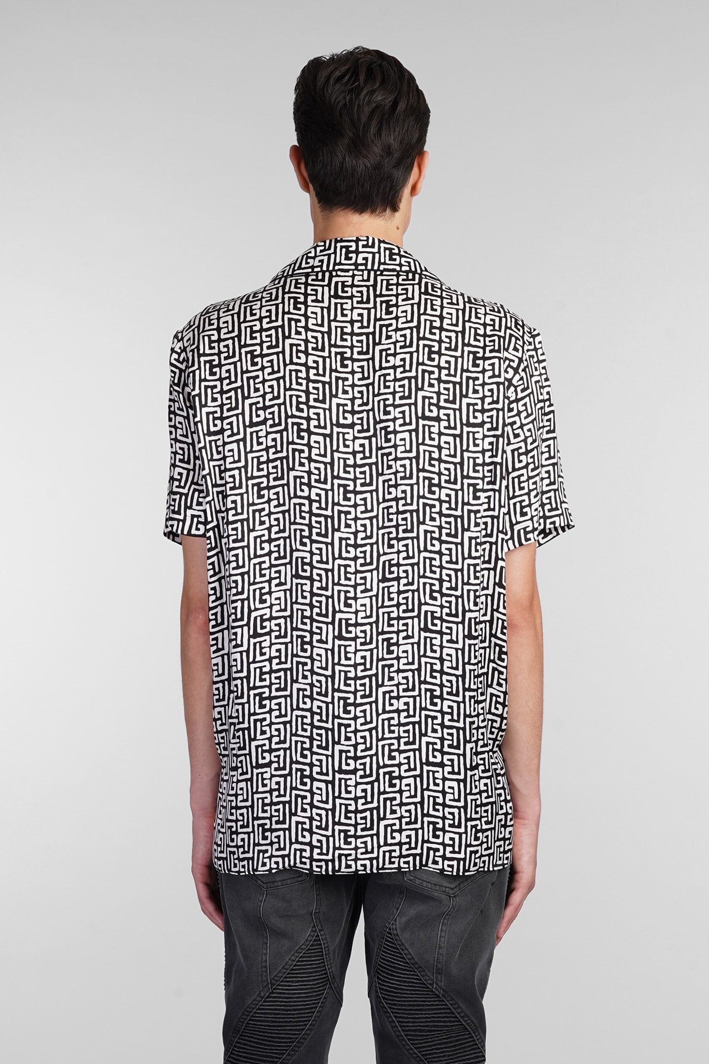 Shop Balmain Shirt In Black Polyamide Polyester