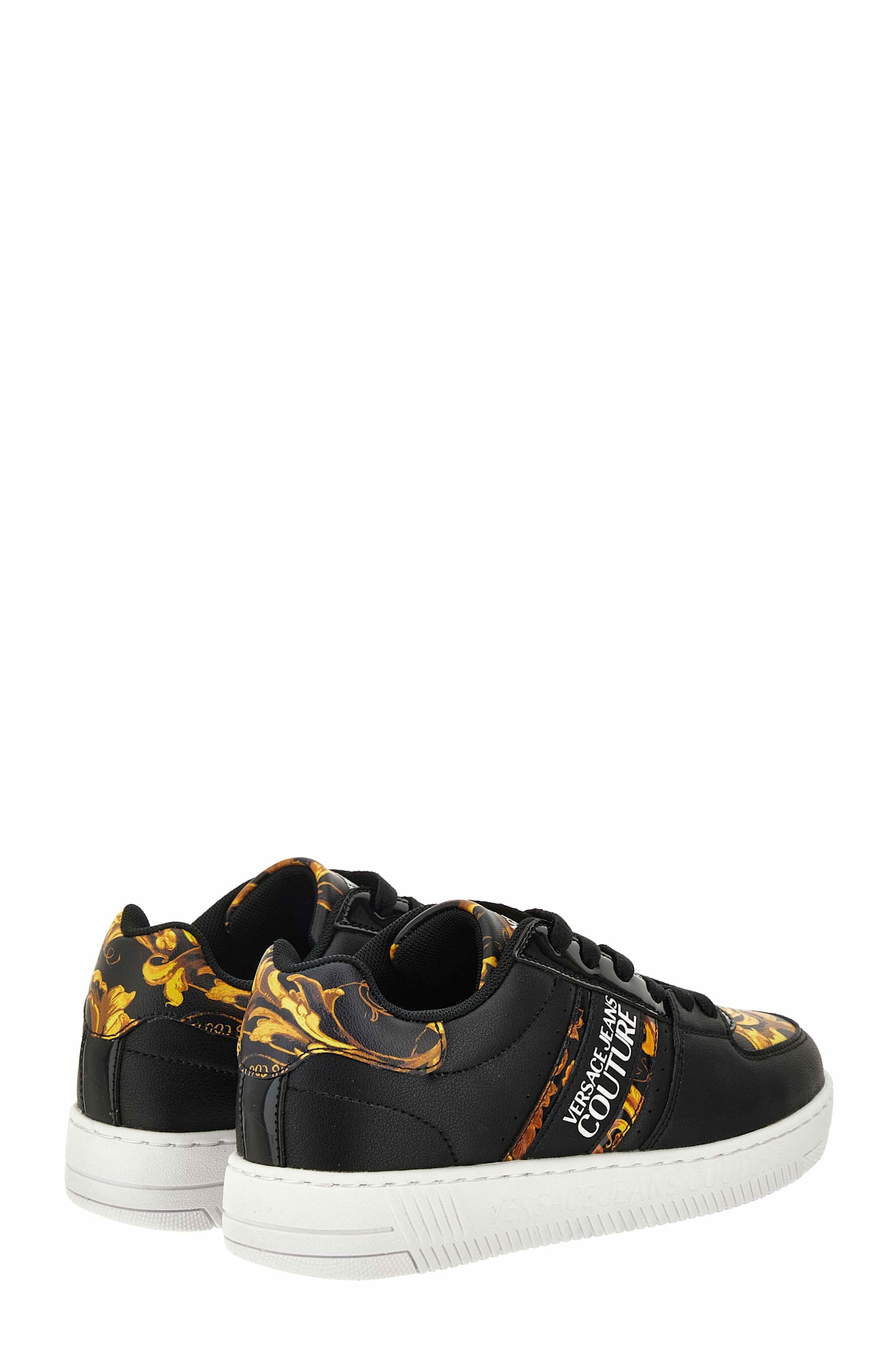 Versace Jeans Couture Baroque-print Trainers In Black