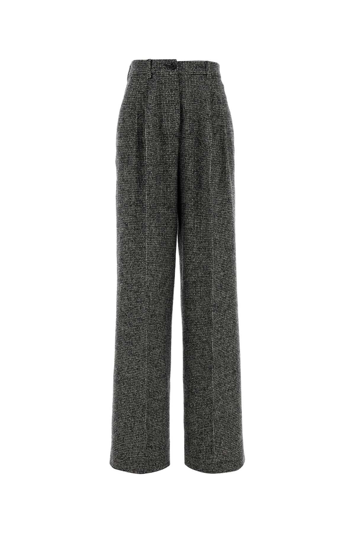 Dolce & Gabbana Wool Trousers With Back Pocket And Pleated Design In Black