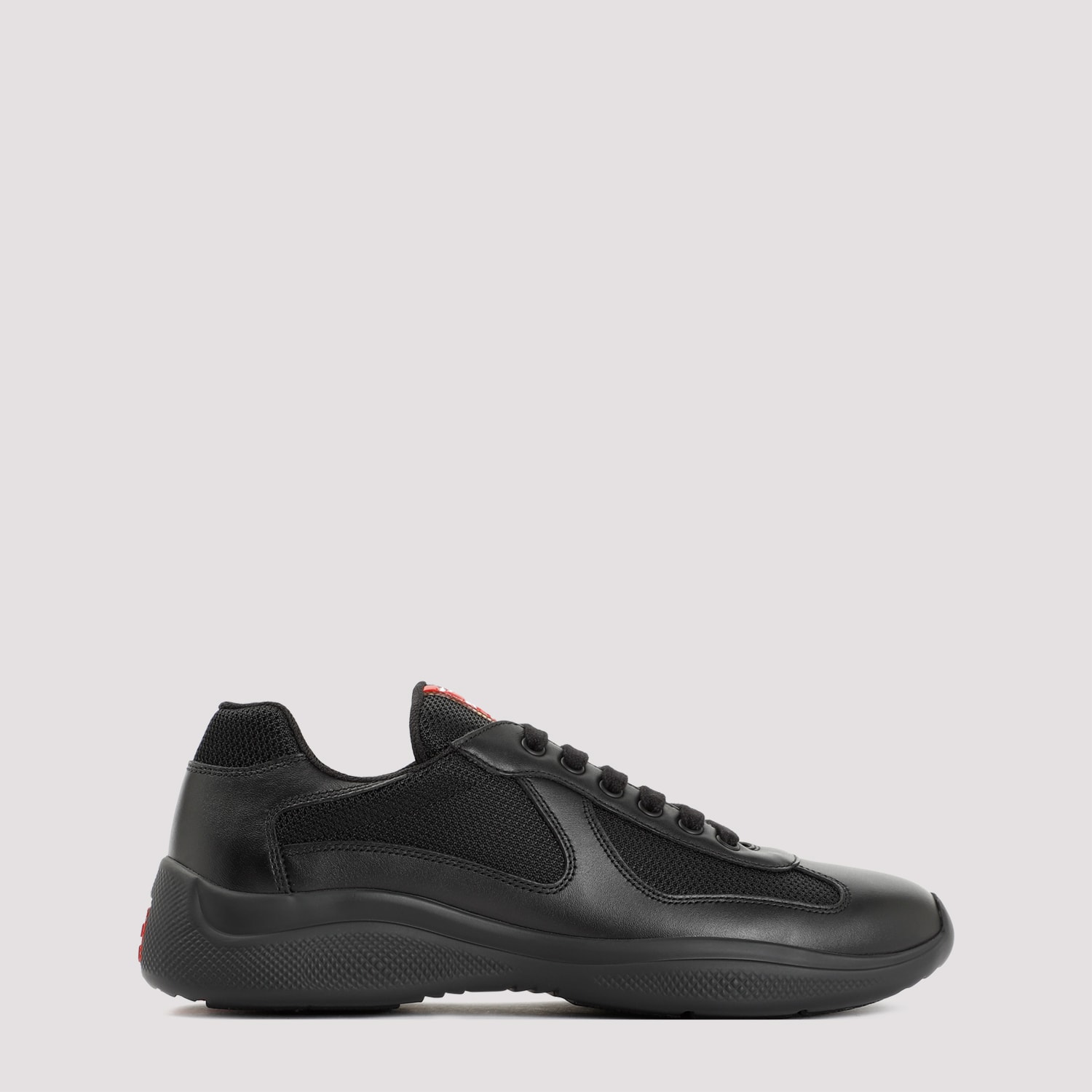Prada Fabric And Leather America S Cup Sneakers In Nero