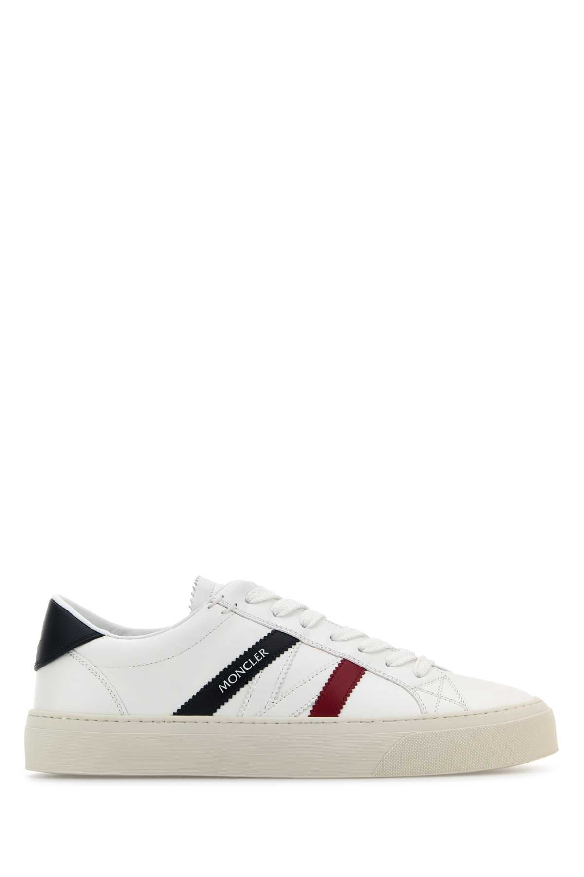 Shop Moncler White Leather Monaco 2 Sneakers In 001