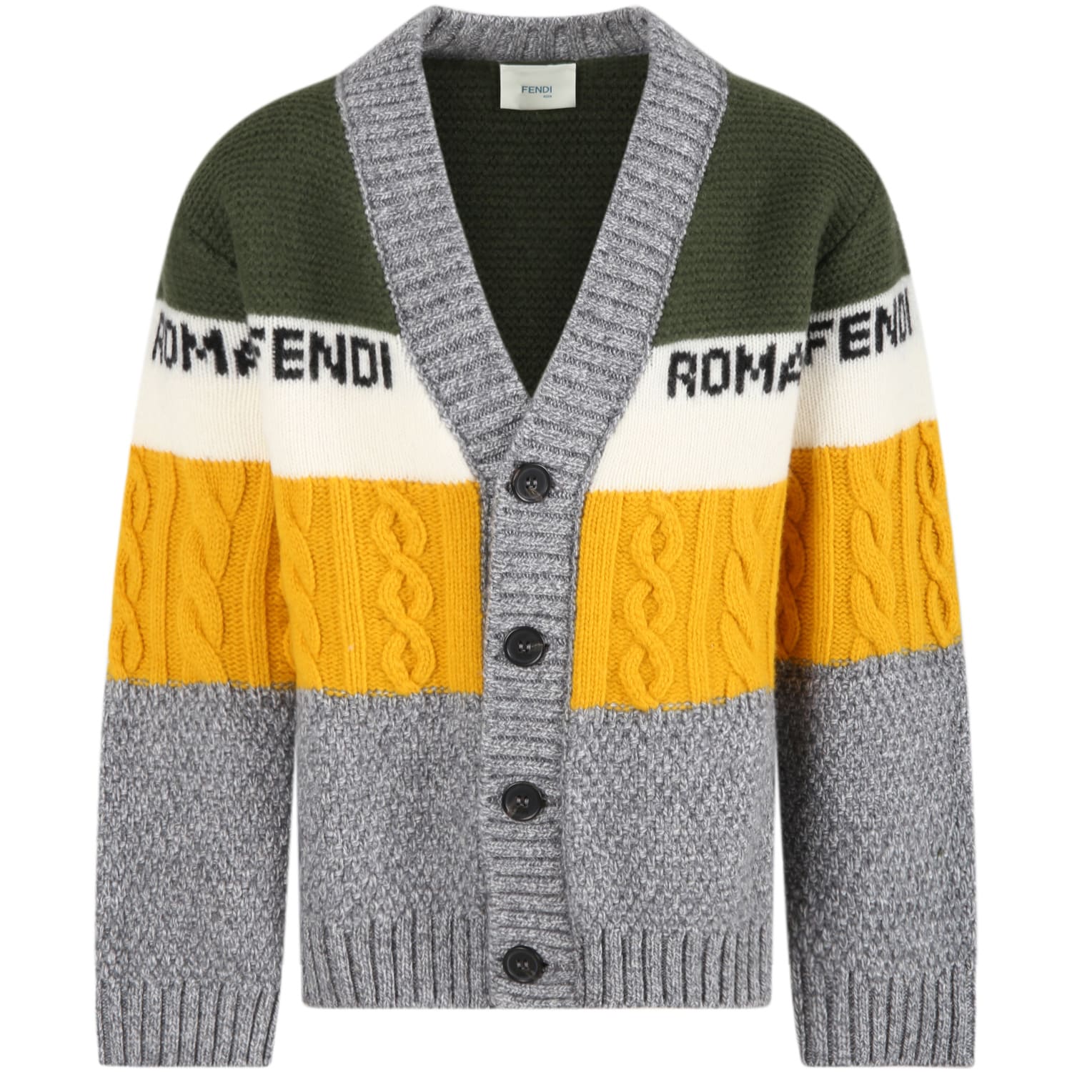 Fendi Multicolor Cardigan For Kids With Logos