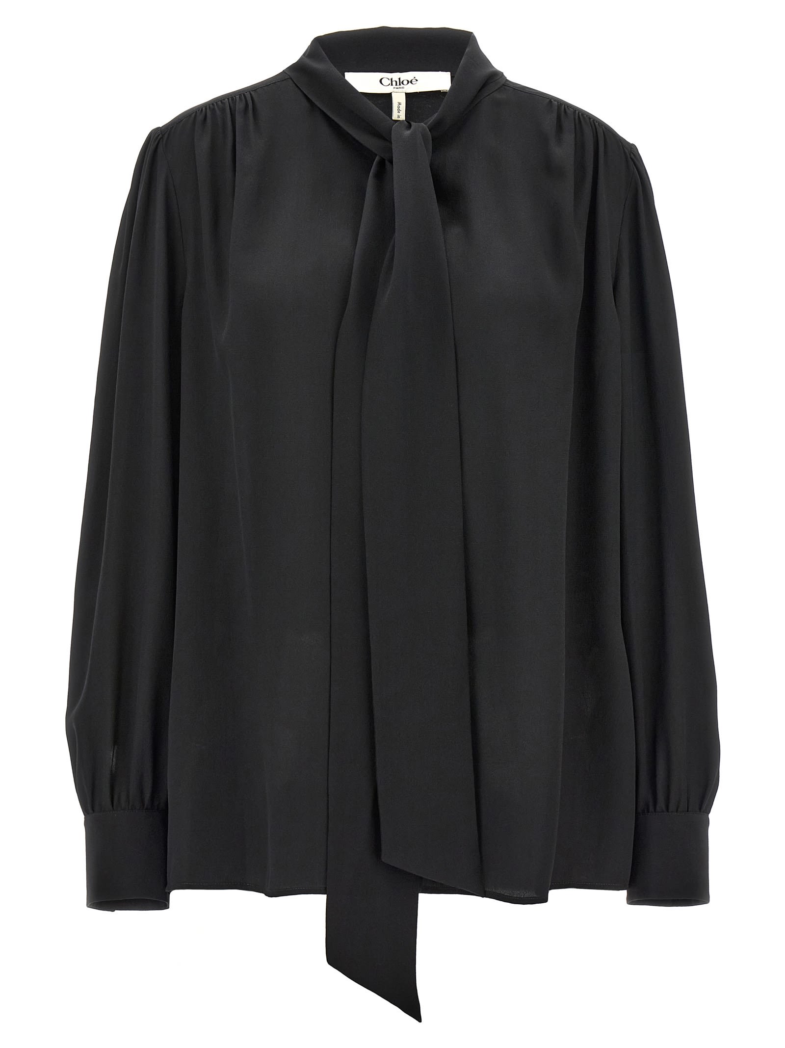 Shop Chloé Bow Shirt In Black