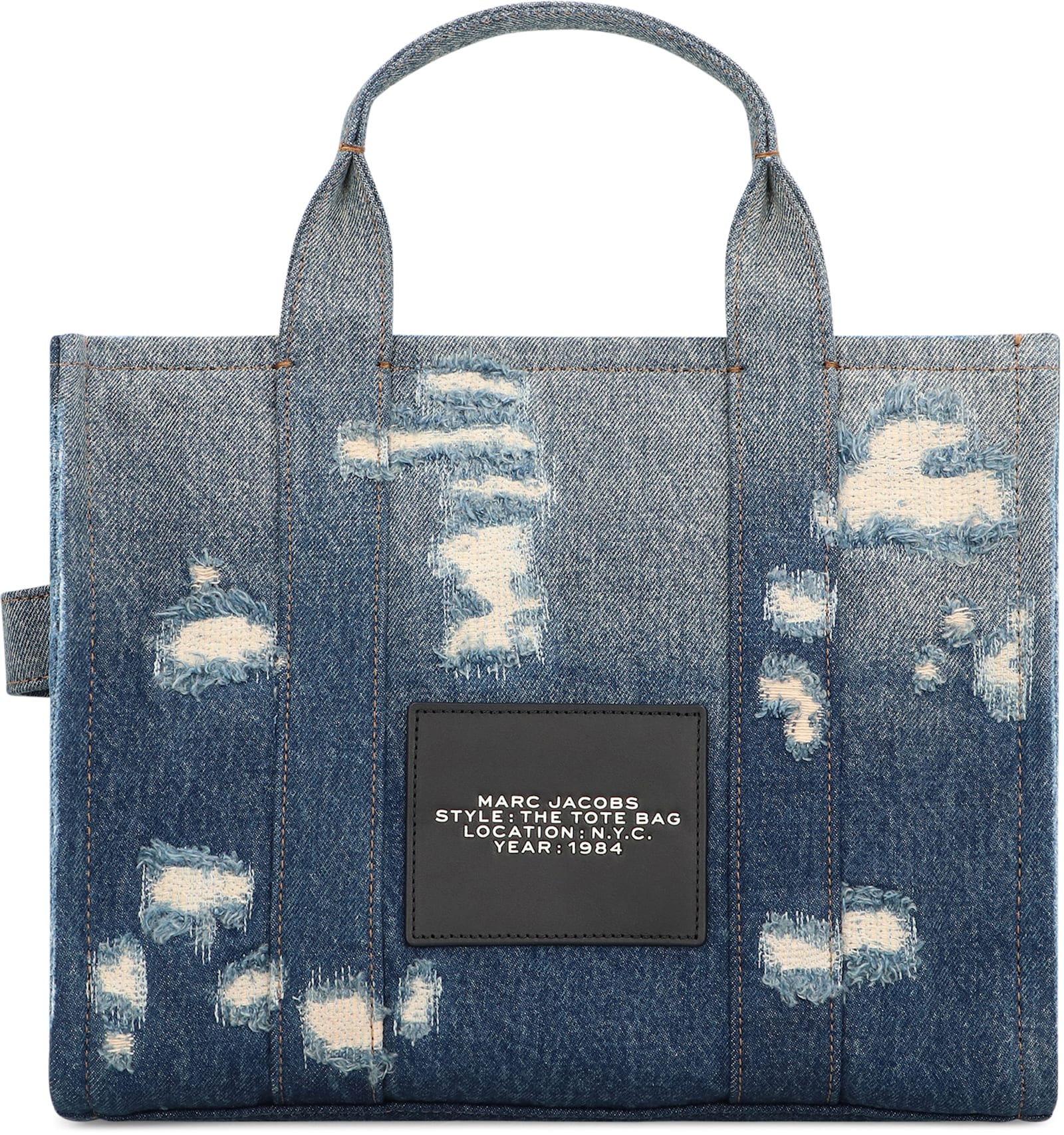 Marc Jacobs The Rip And Repair Denim Medium Tote Bag In Multi