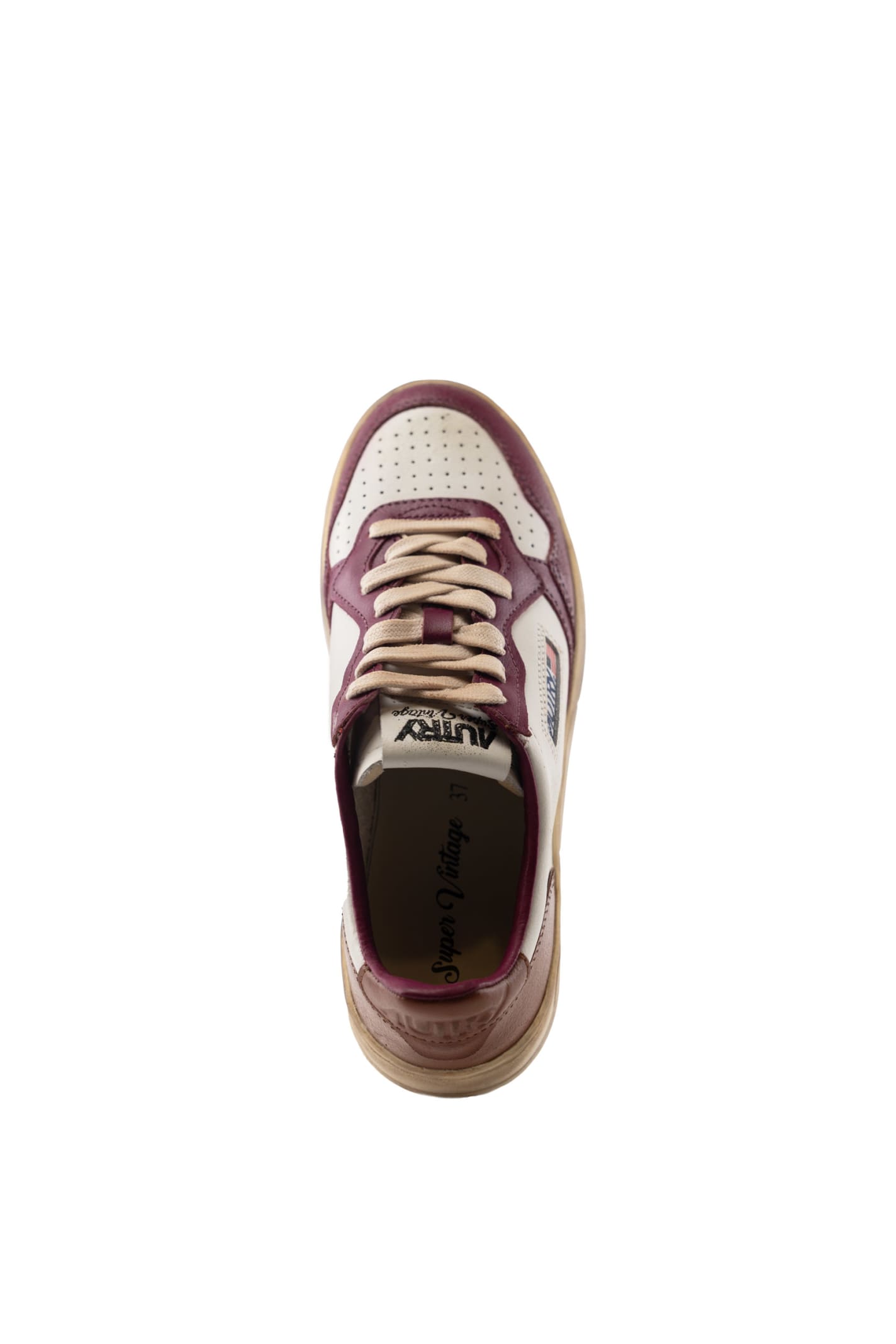 Shop Autry Medalist Low Super Vintage Sneakers In White/purple Leather In Rspryrd/cshl