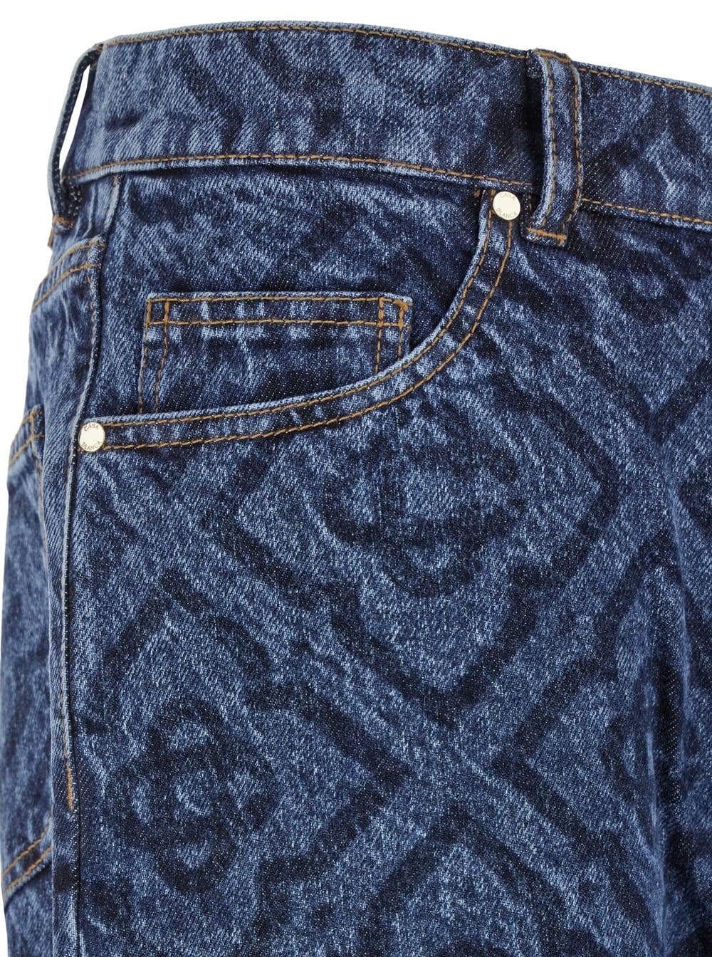 Shop Casablanca Blue Five-pocket Jeans With Monogram In Denim Man